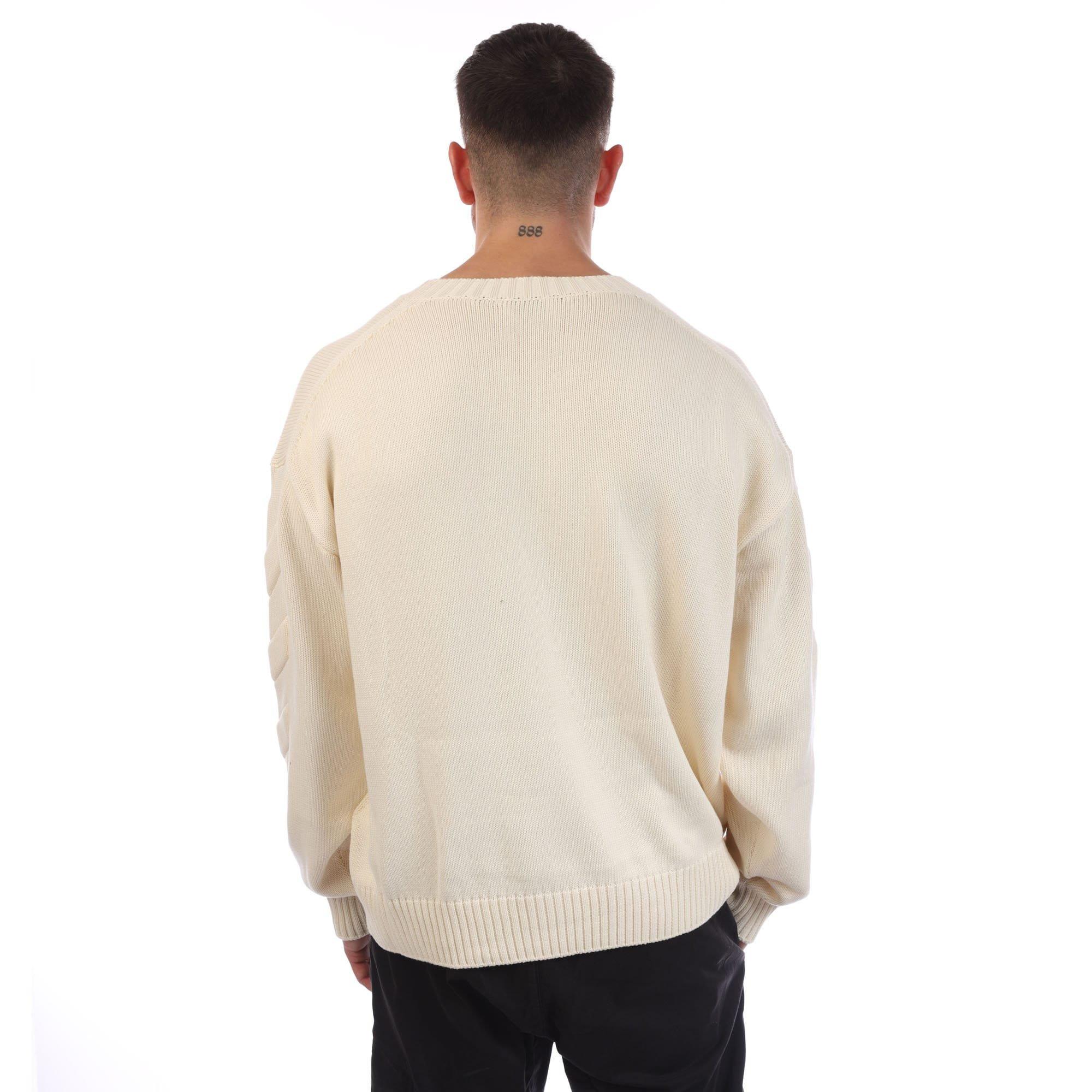 Cream - Off White - 3D Diagonal Knit Crewneck Sweatshirt - 2