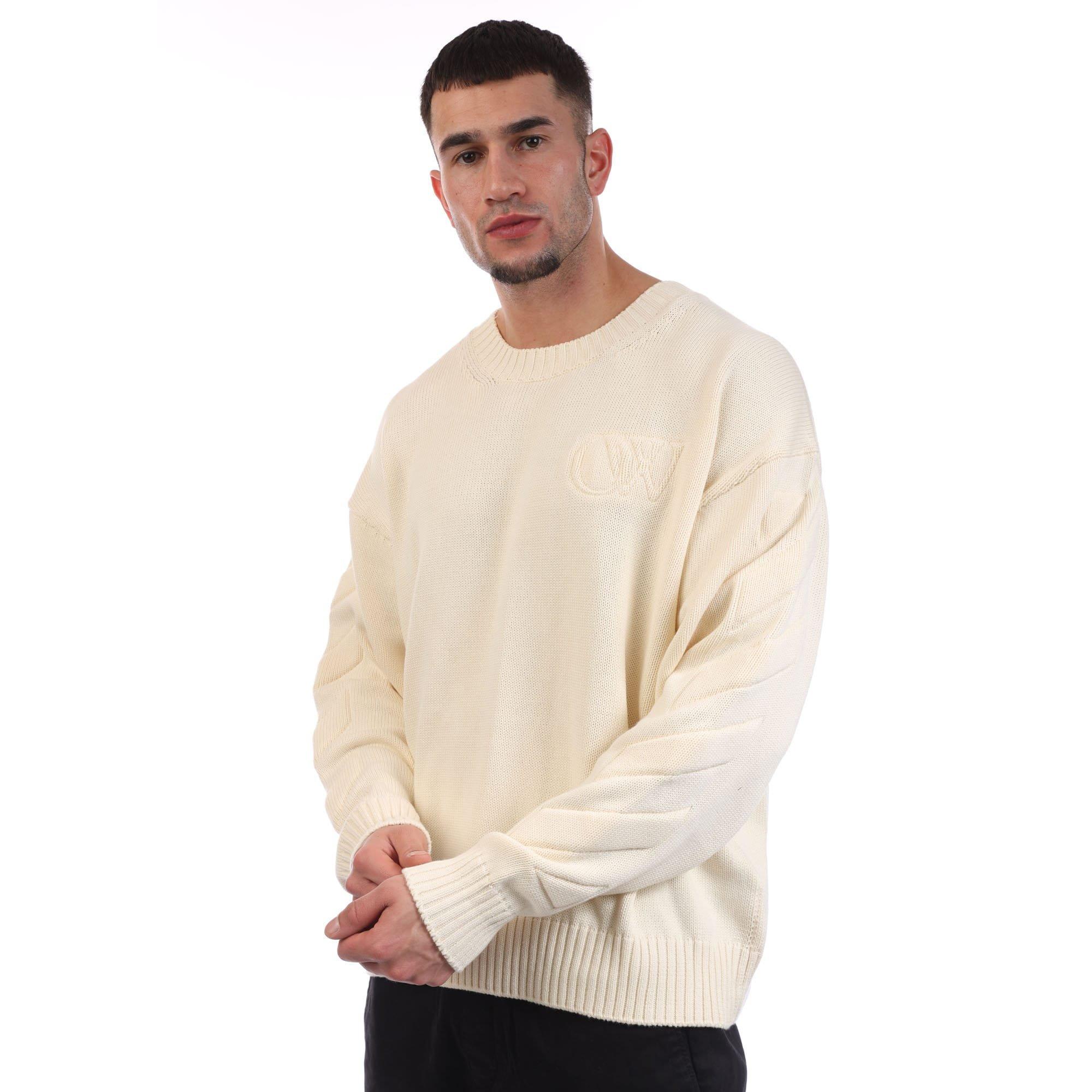 Cream - Off White - 3D Diagonal Knit Crewneck Sweatshirt - 3
