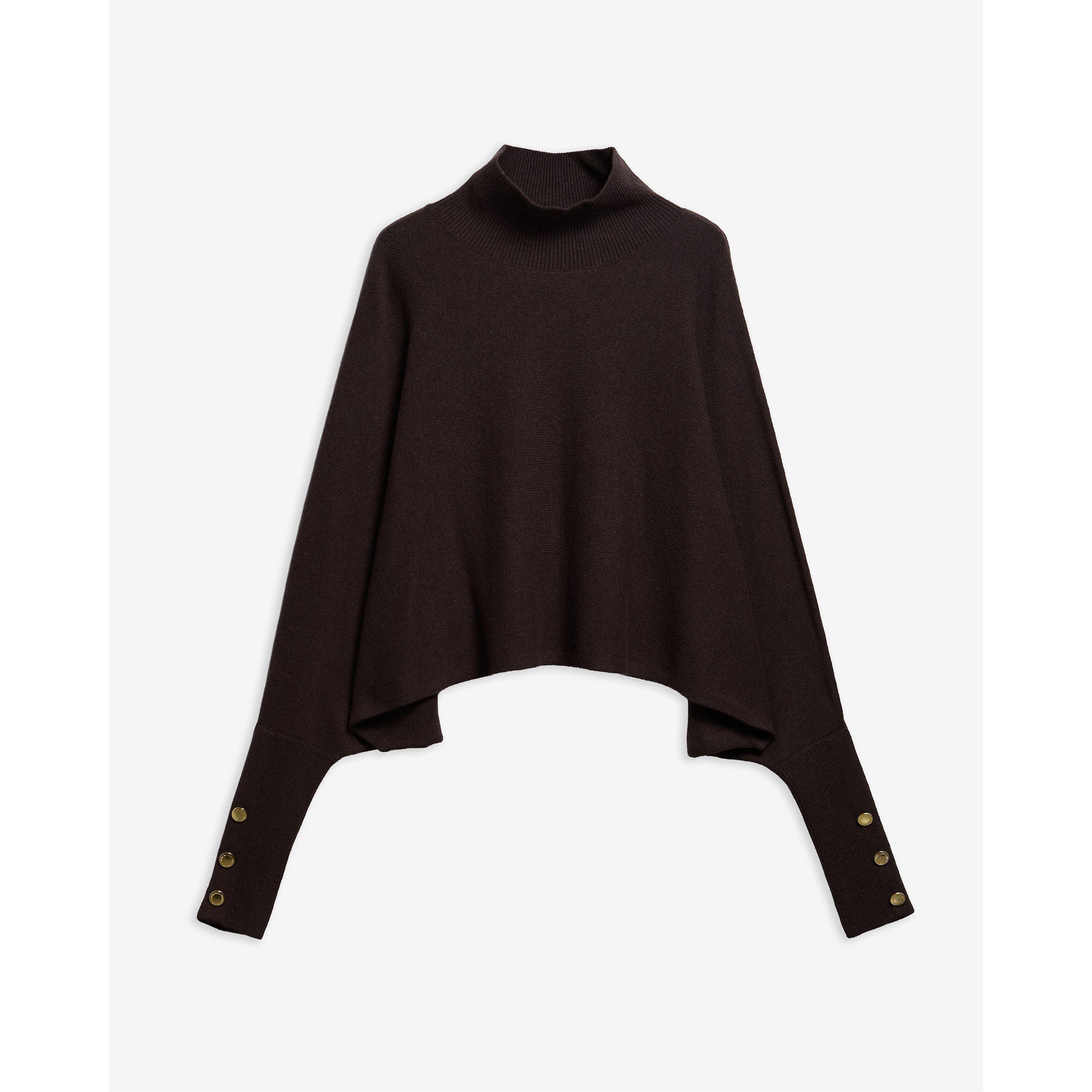 Truffle - Barbour International - Women's Lilah Wool Funnel-Neck Oversized-Fit Jumper - 2