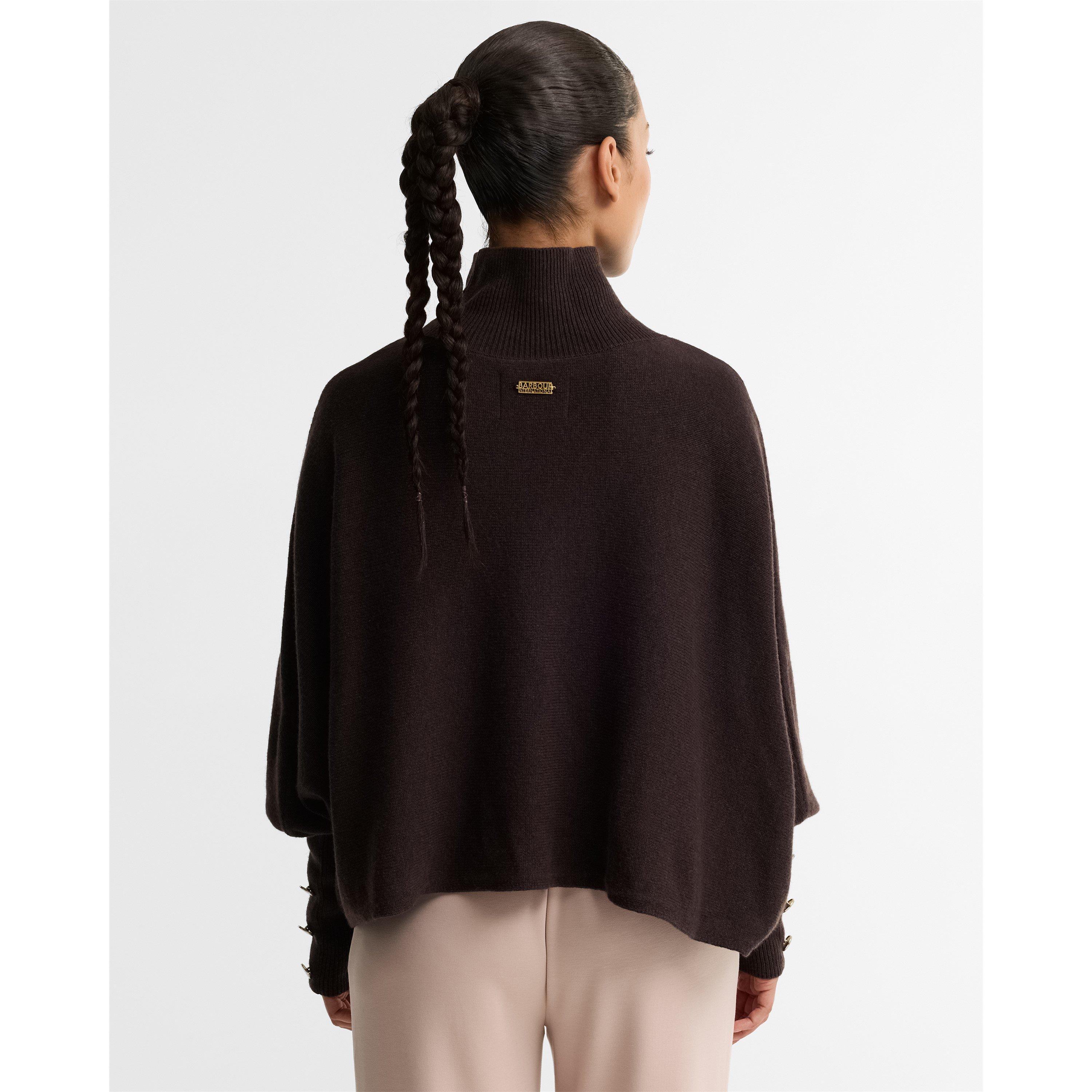 Truffle - Barbour International - Women's Lilah Wool Funnel-Neck Oversized-Fit Jumper - 4