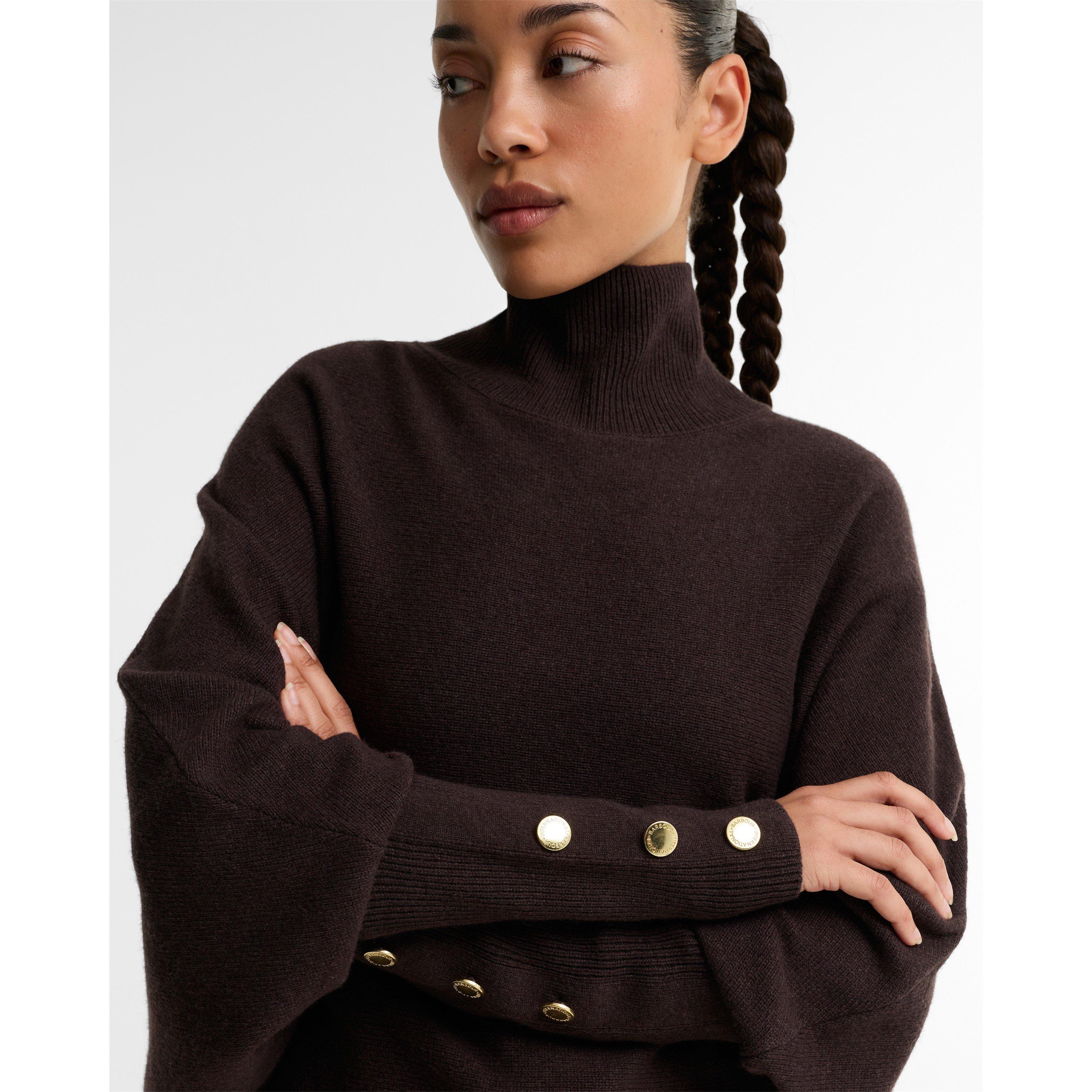 Truffle - Barbour International - Women's Lilah Wool Funnel-Neck Oversized-Fit Jumper - 5