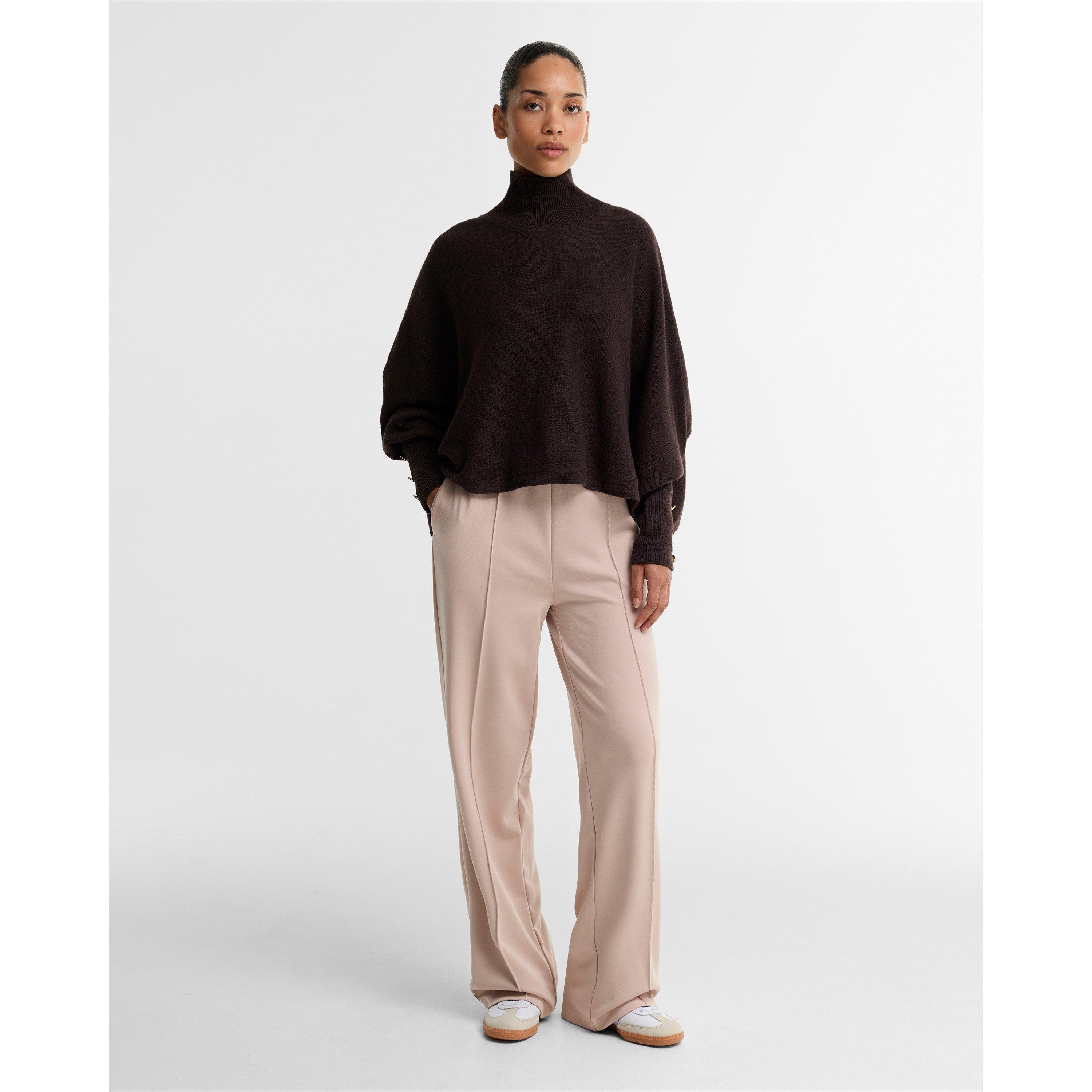 Truffle - Barbour International - Women's Lilah Wool Funnel-Neck Oversized-Fit Jumper - 6