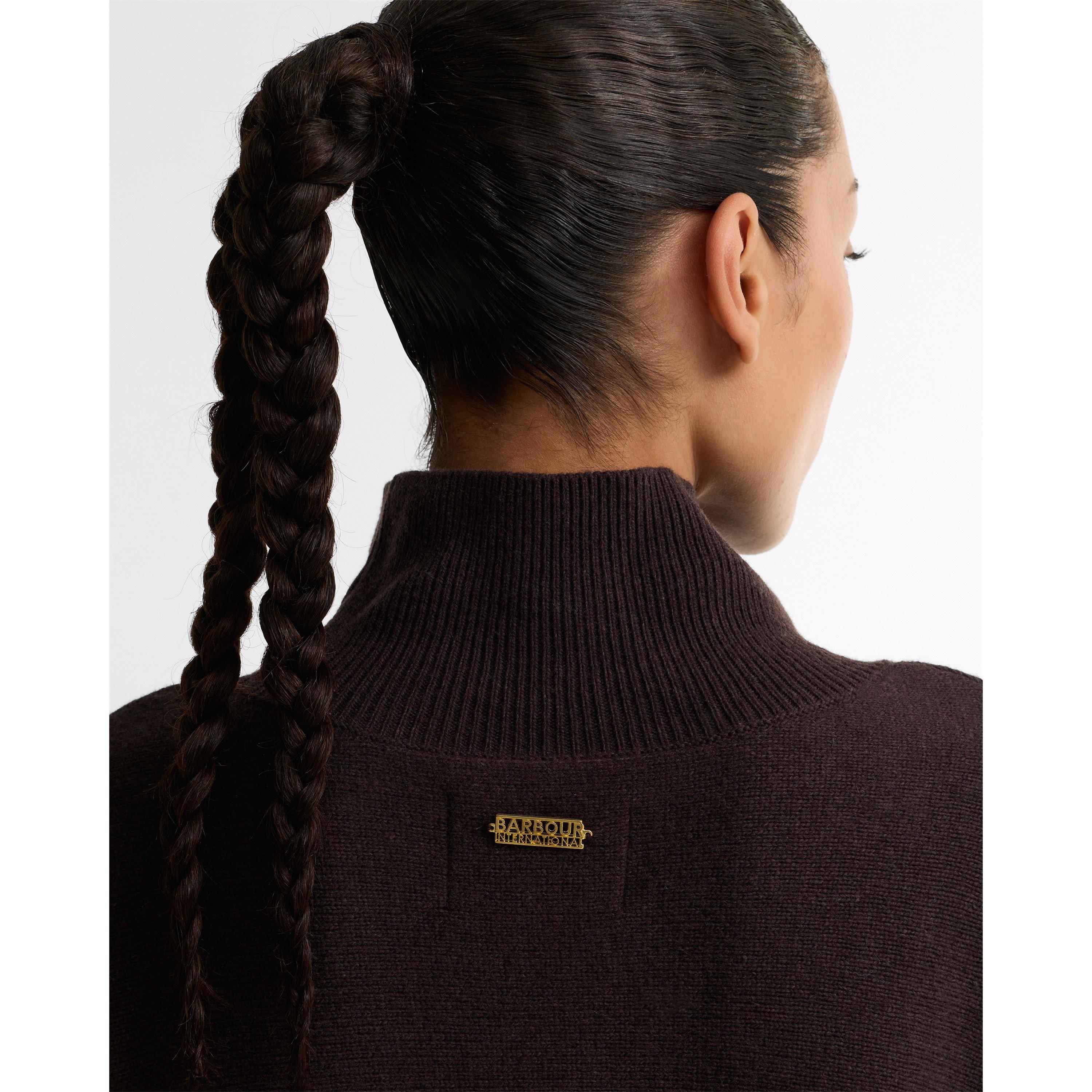Truffle - Barbour International - Women's Lilah Wool Funnel-Neck Oversized-Fit Jumper - 7