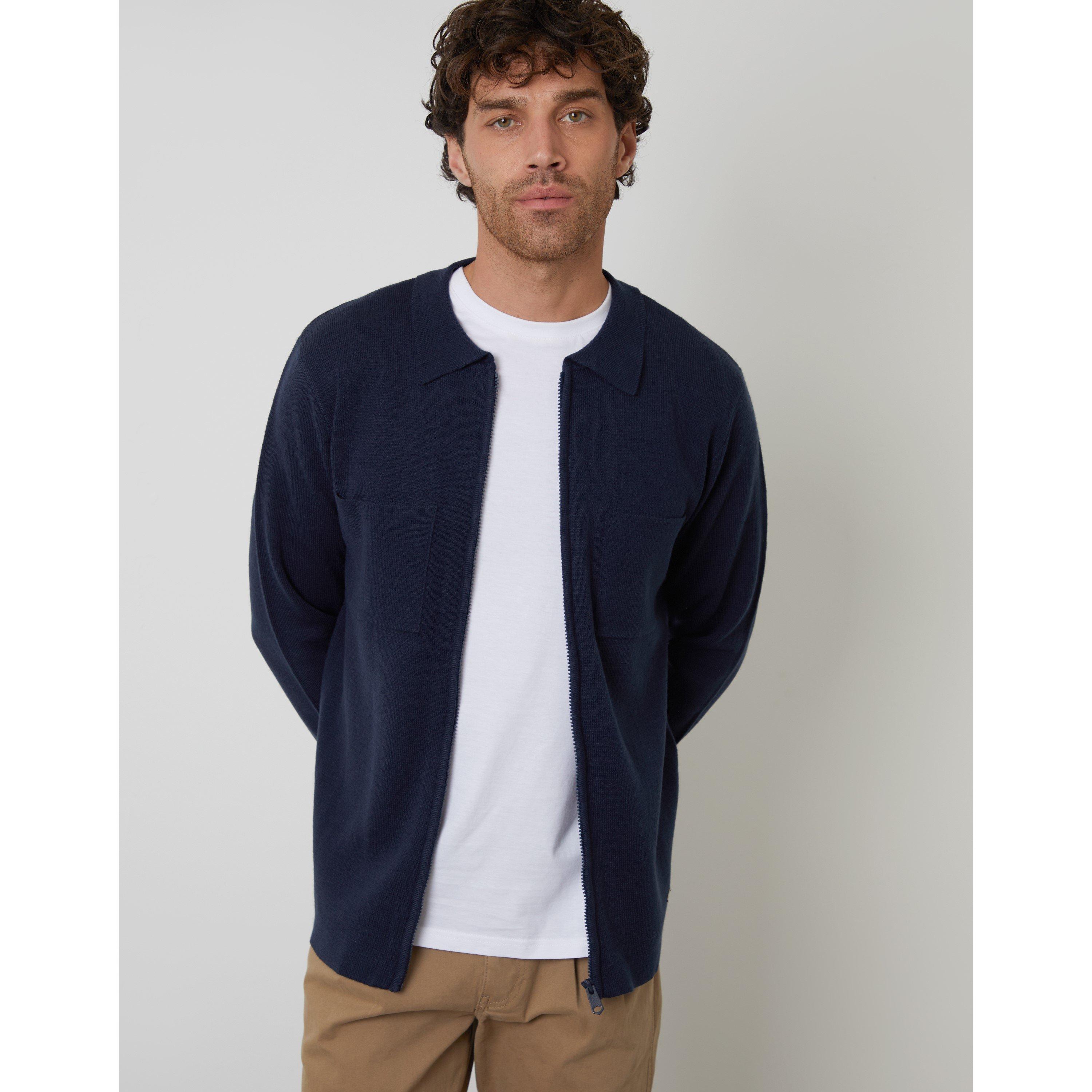 Threadbare Men's Burleigh Zip Cardigan - Navy - Large