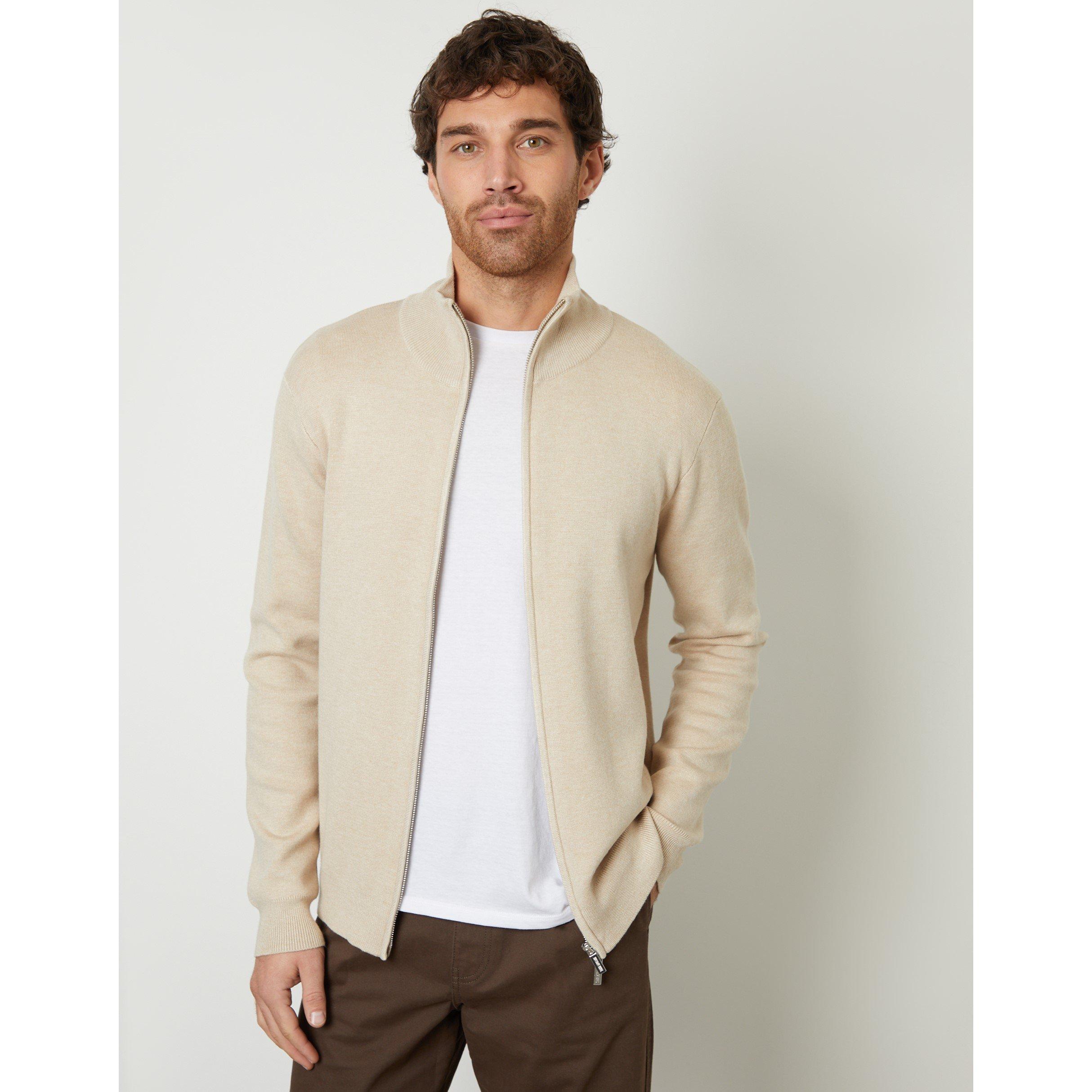 Oatmilk - Threadbare - Men's Wynnstay Zip Cardigan - 1