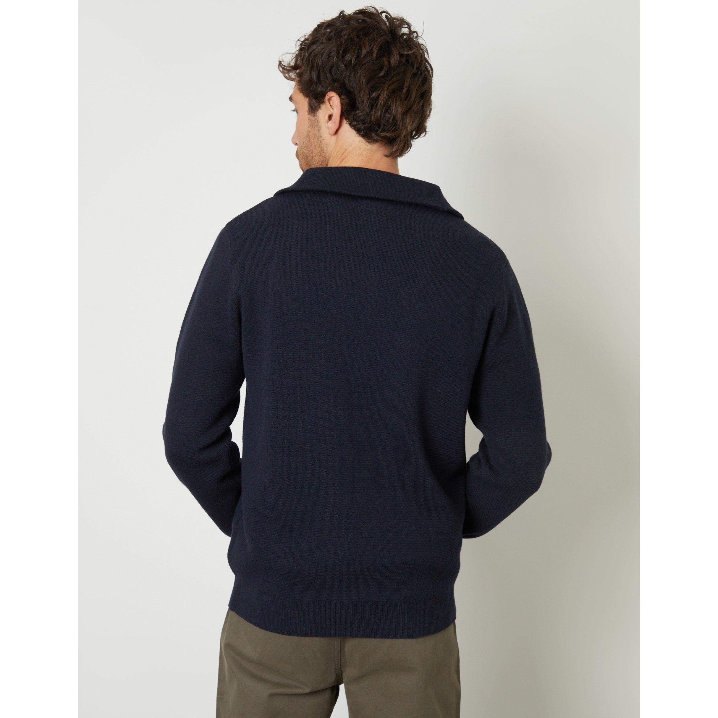 Navy - Threadbare - Men's Kamrul Quarter Zip Knitted Jumper - 3