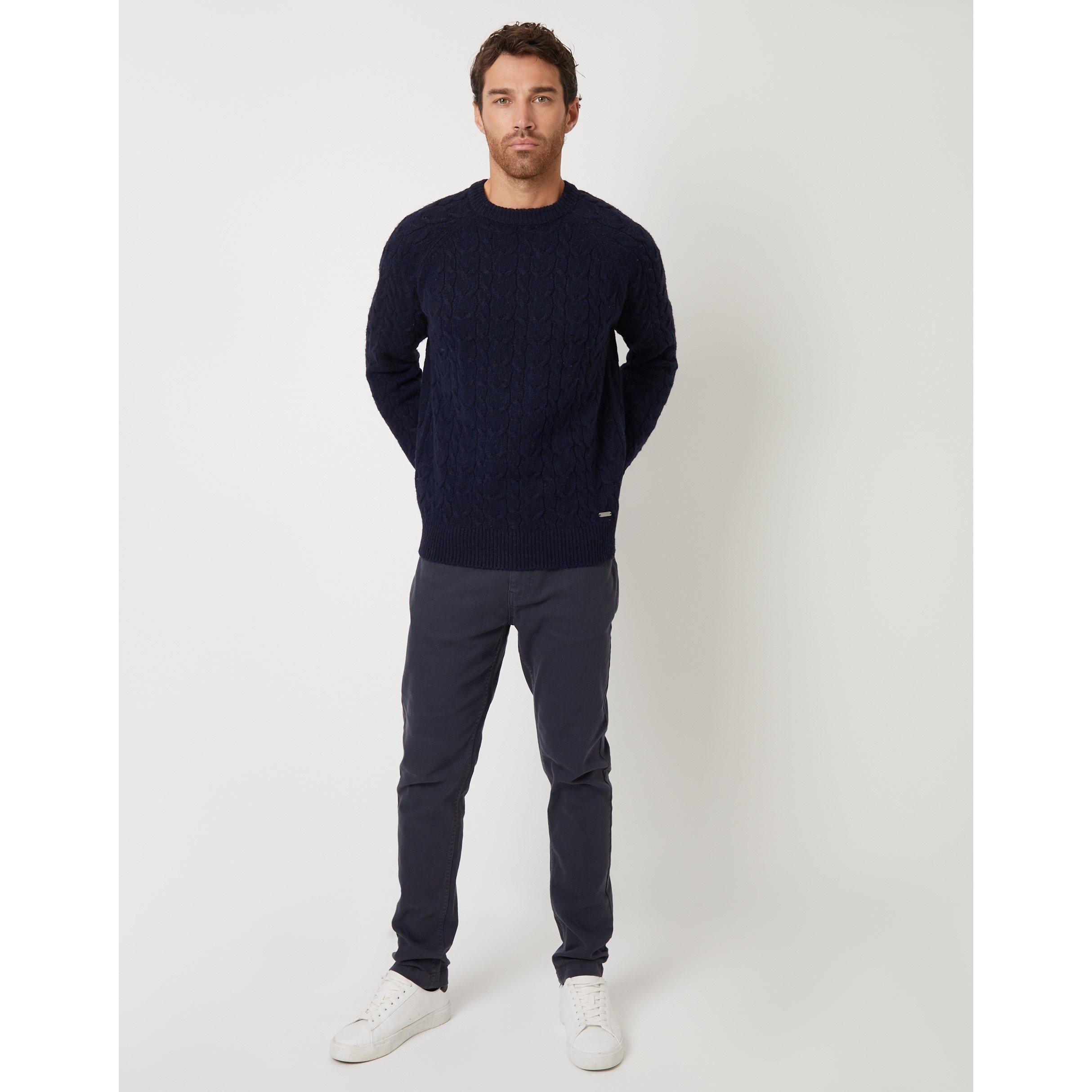 Marineblauw - Threadbare - Monton Cable Crew Sn99 - 2