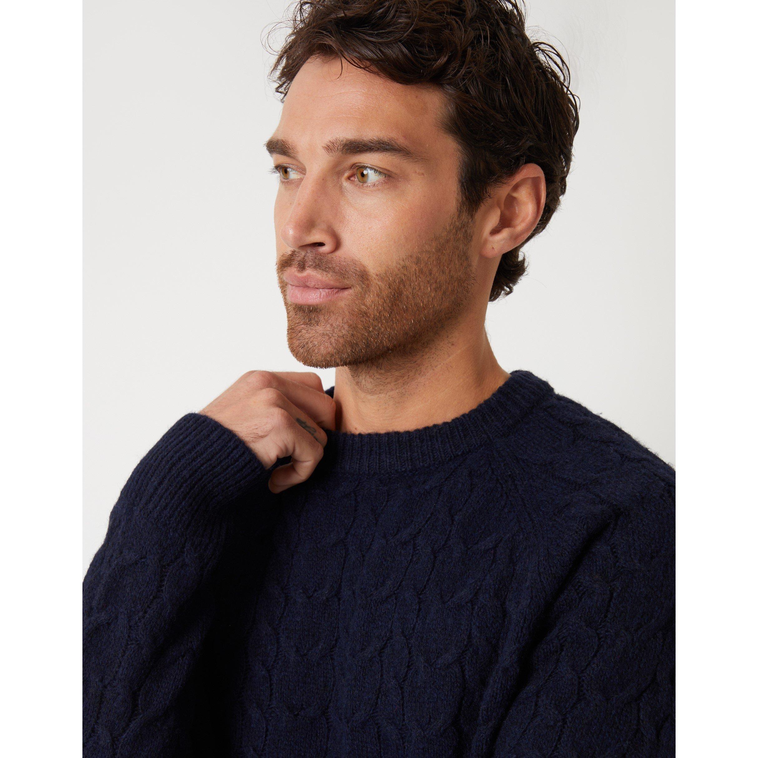 Marineblauw - Threadbare - Monton Cable Crew Sn99 - 4