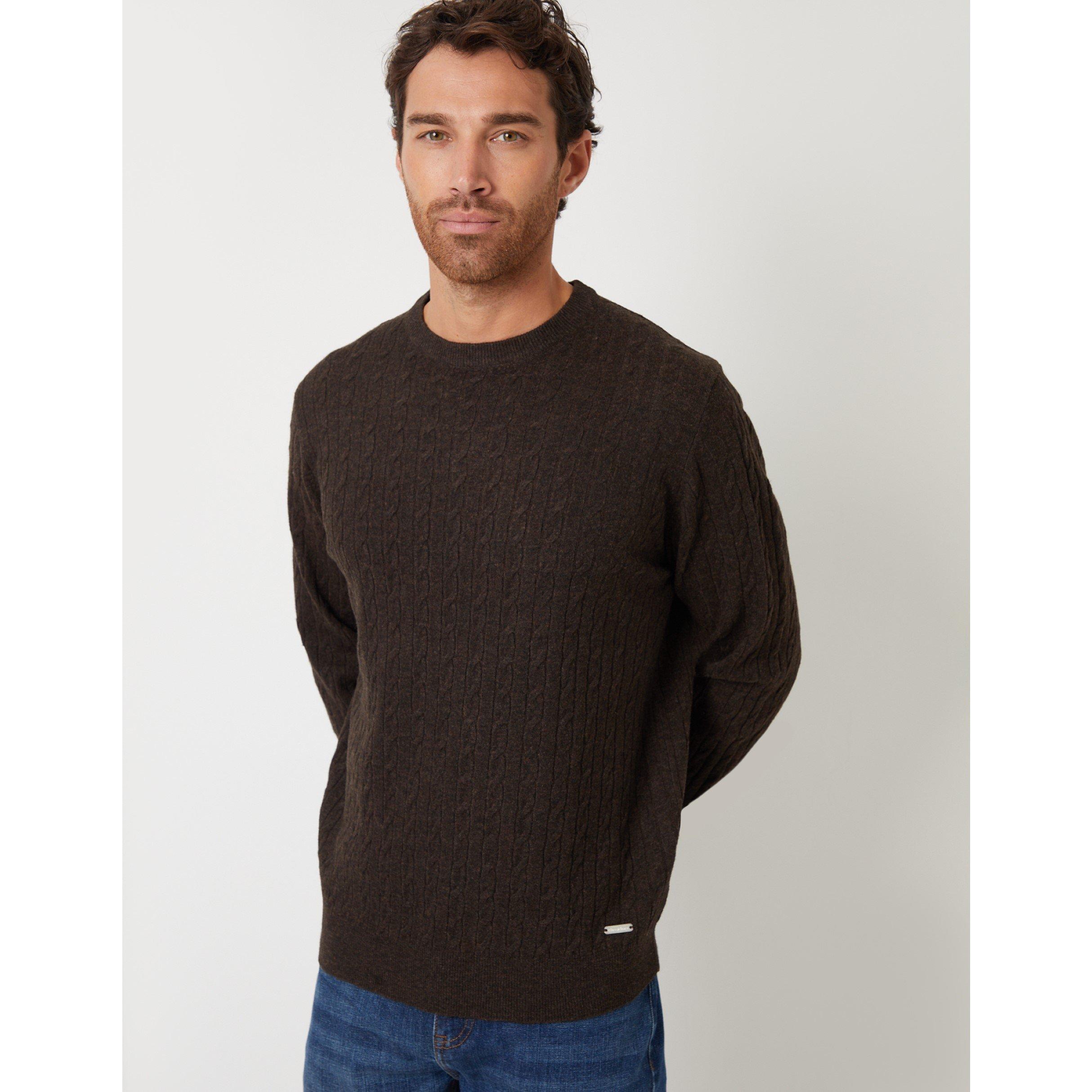 Threadbare Men's Wildcroft Cable Crew Knit Jumper - Java - Medium