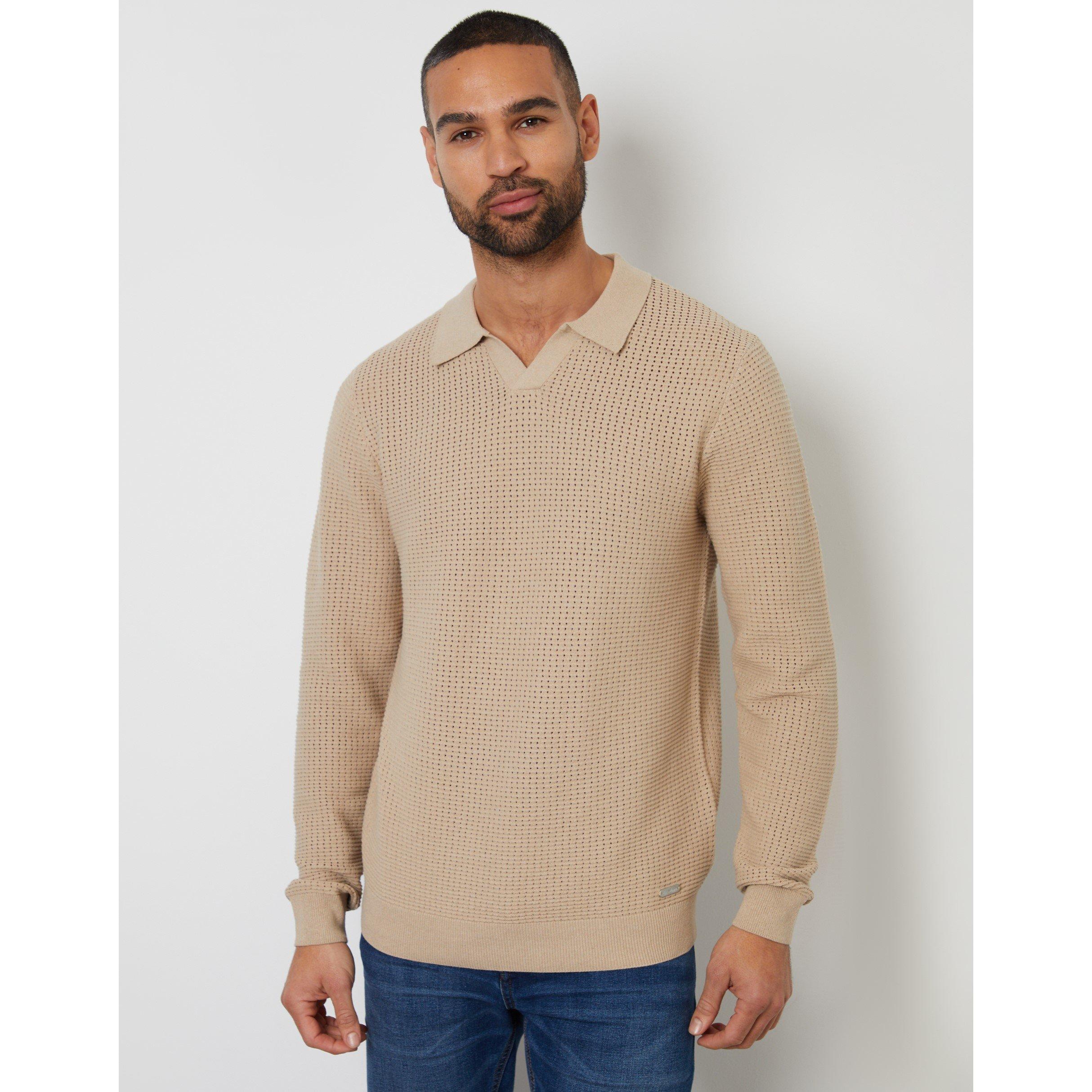 Threadbare Men's Brockholes Long Sleeve Knitted Polo Shirt - Dijon - 2X Large