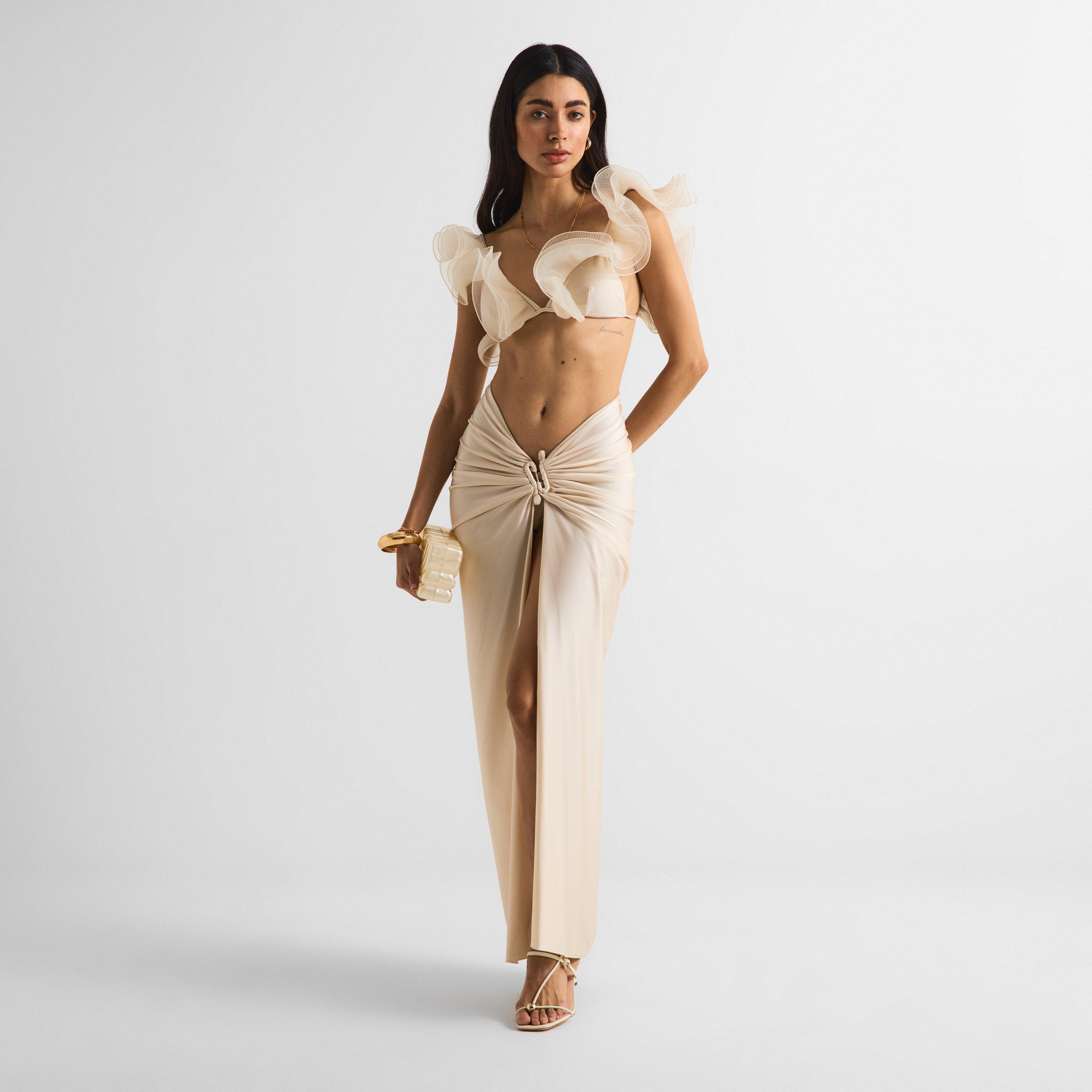 Almond - Isabel Beachwear - Women's Bamboo Midi Skirt - 6