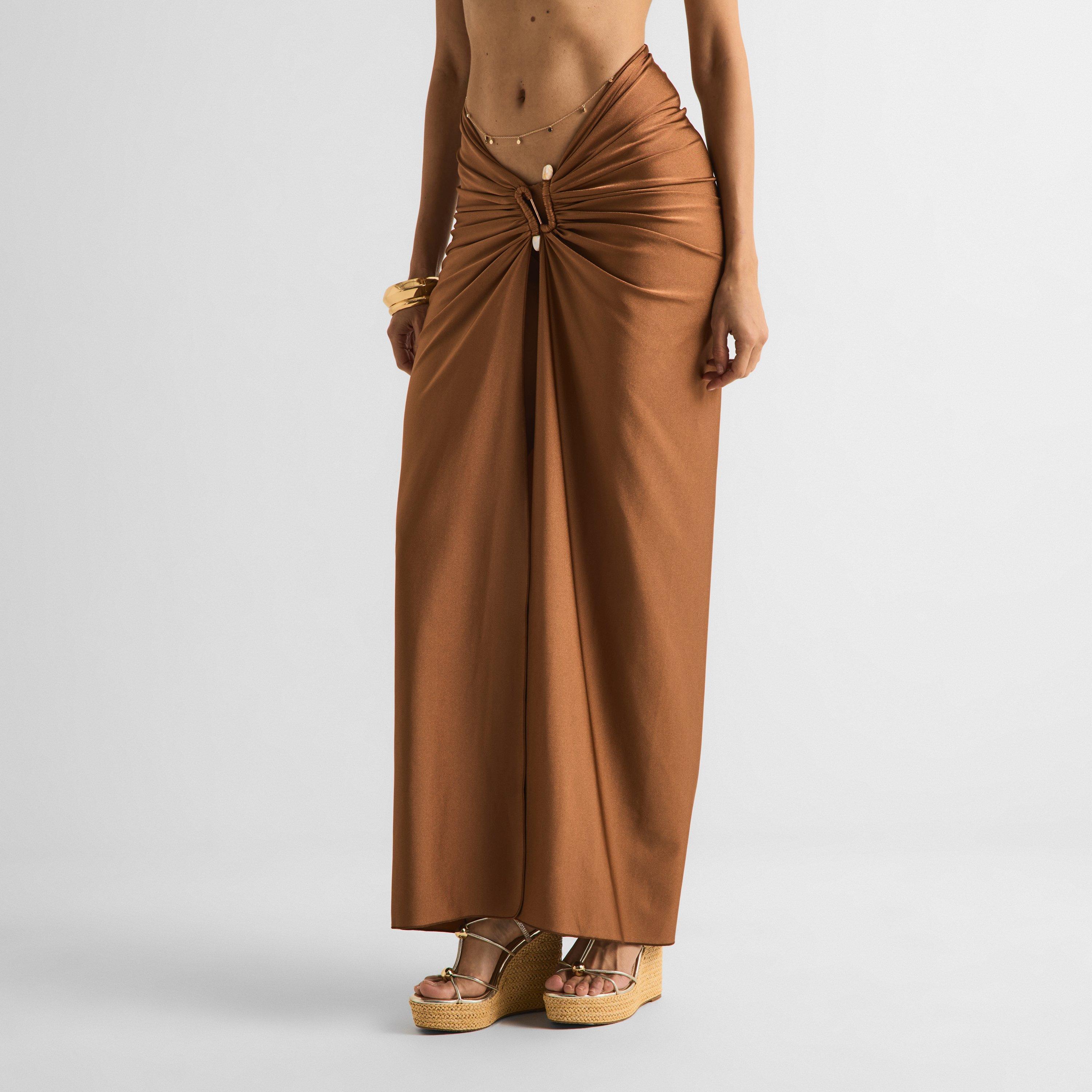 Coconut Brown - Isabel Beachwear - Women's Bamboo Midi Skirt - 3