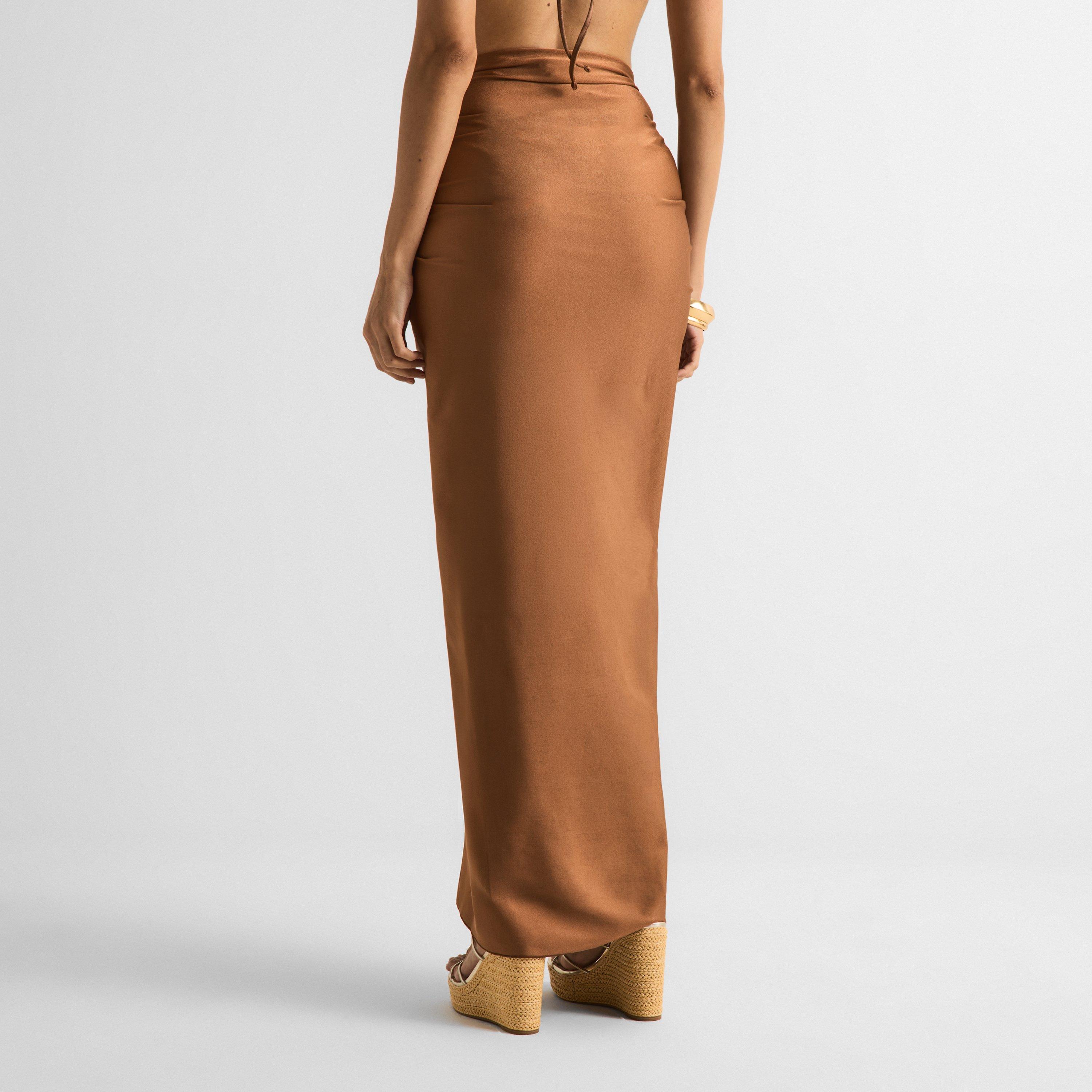 Coconut Brown - Isabel Beachwear - Women's Bamboo Midi Skirt - 4