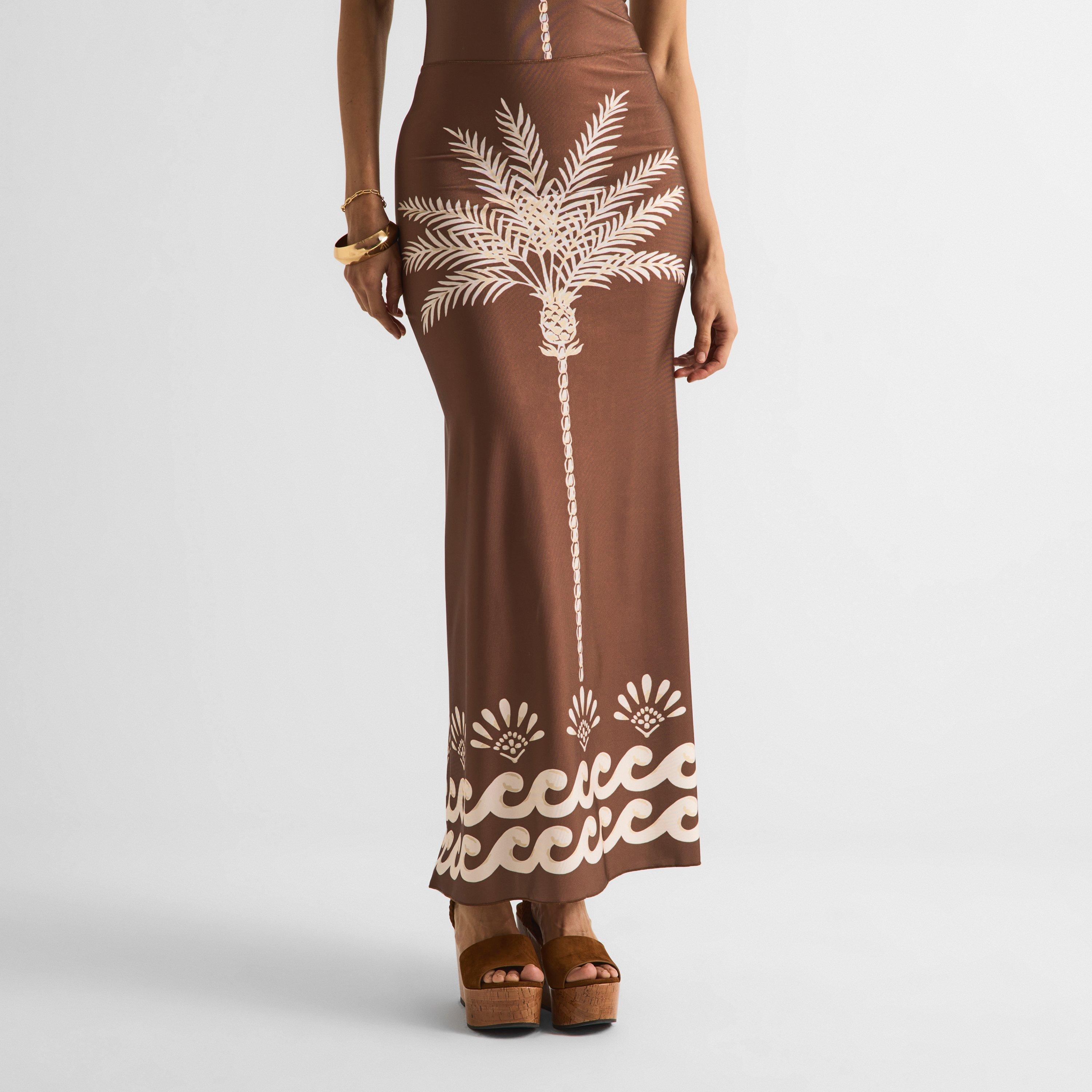 Brown/Ivory - Isabel Beachwear - Women's Palm Maxi Skirt - 3