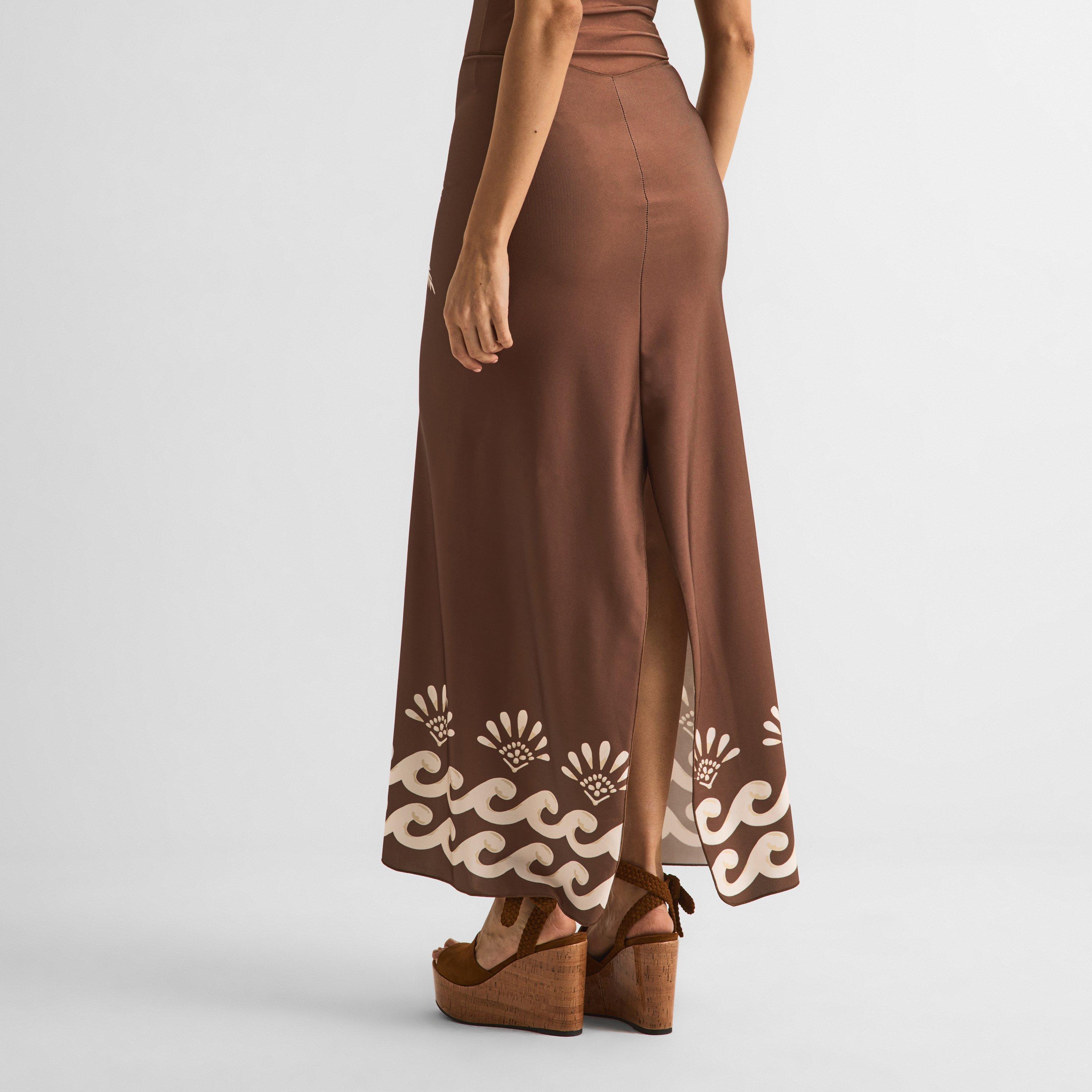 Brown/Ivory - Isabel Beachwear - Women's Palm Maxi Skirt - 4