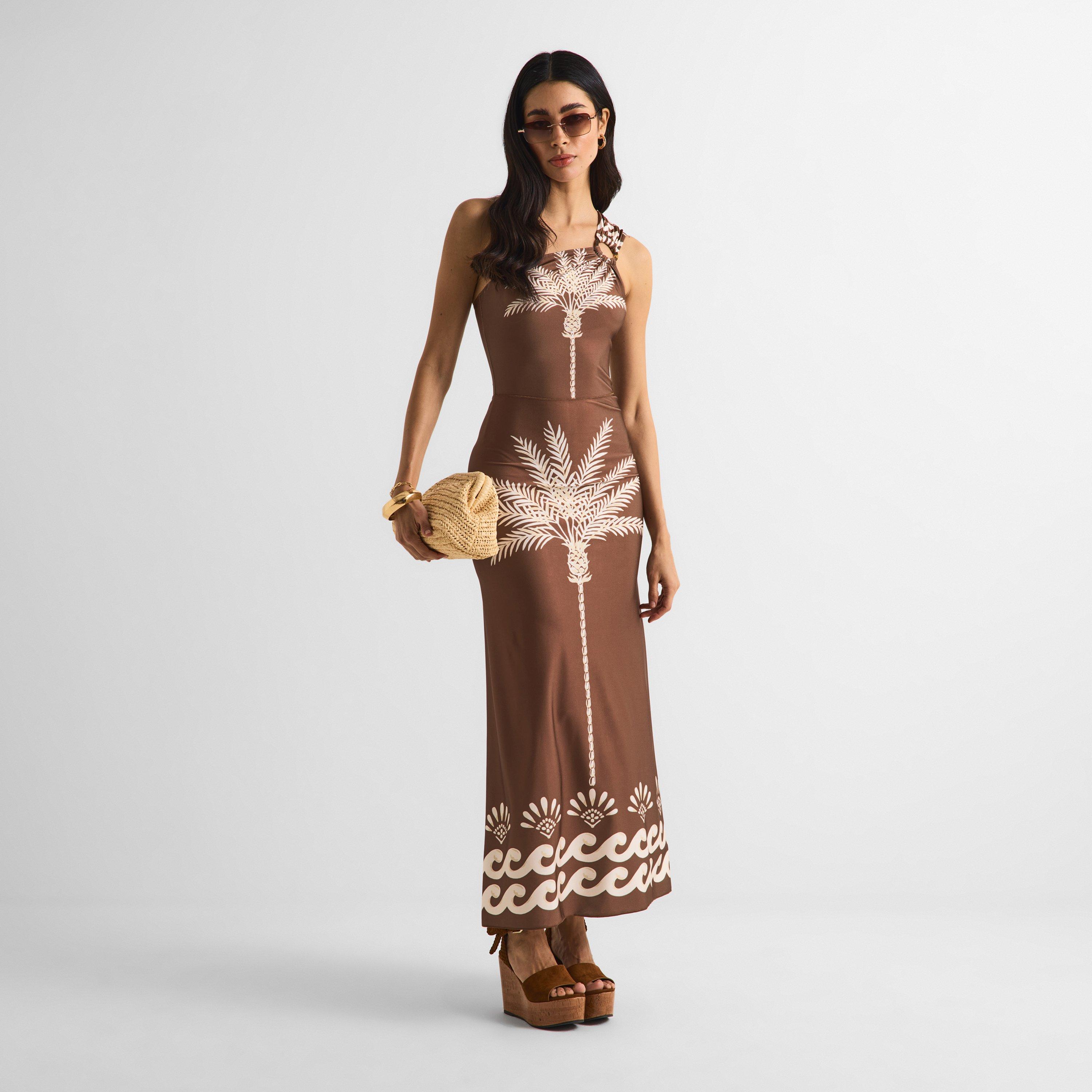 Brown/Ivory - Isabel Beachwear - Women's Palm Maxi Skirt - 6