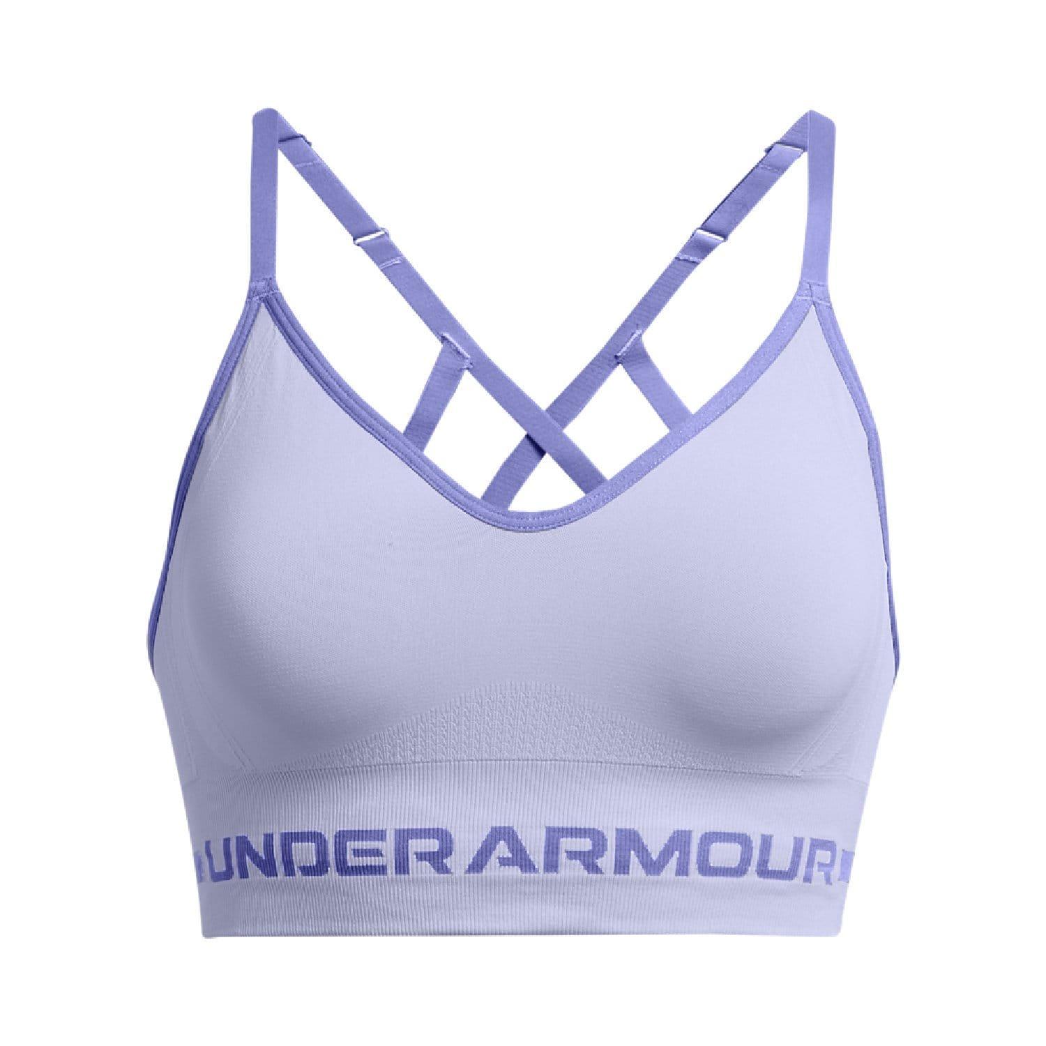 Purple - Under Armour - Seamless Low Long Sports Bra - 3