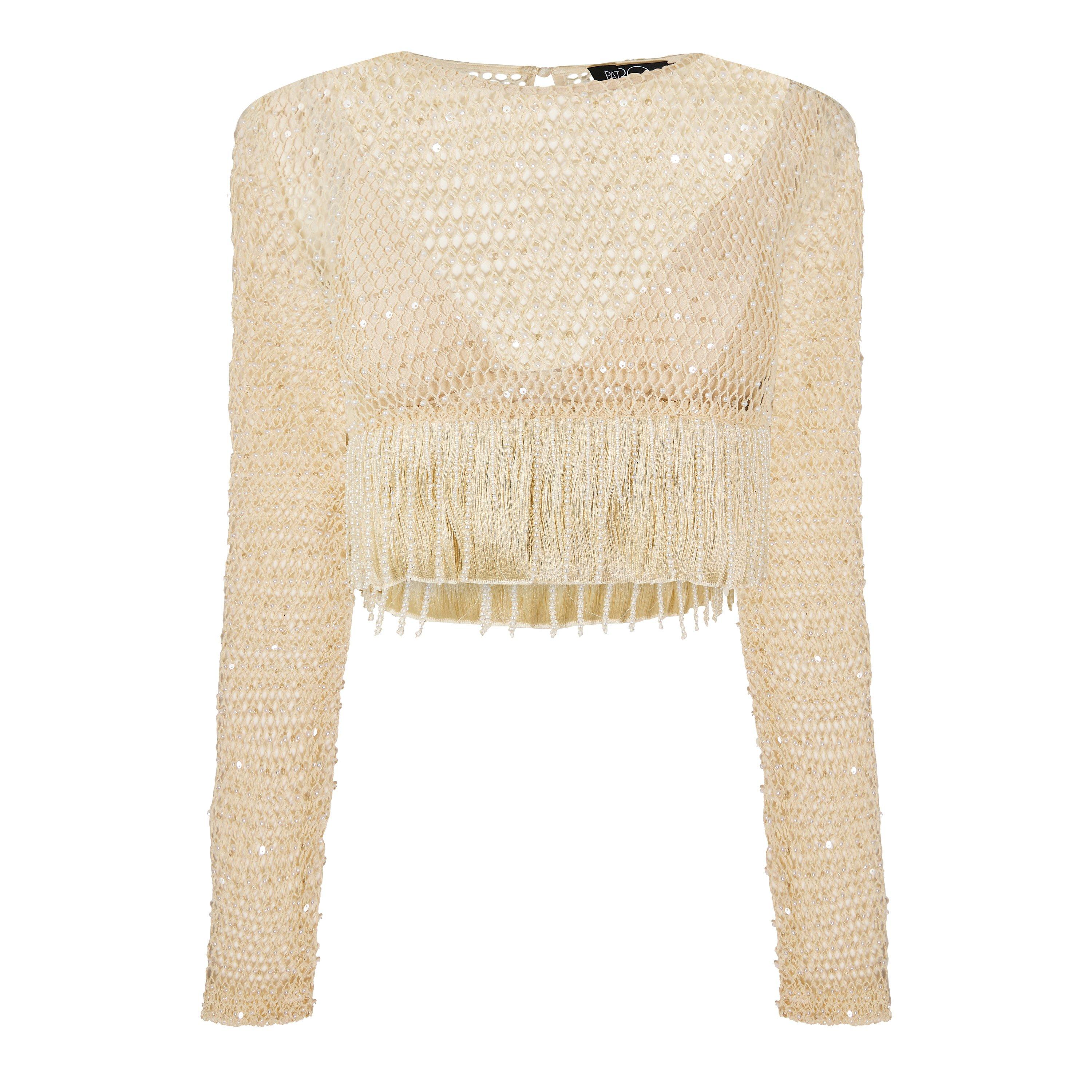 Beige - Patbo - Women's Crochet Bloom Cut Out Top - 1