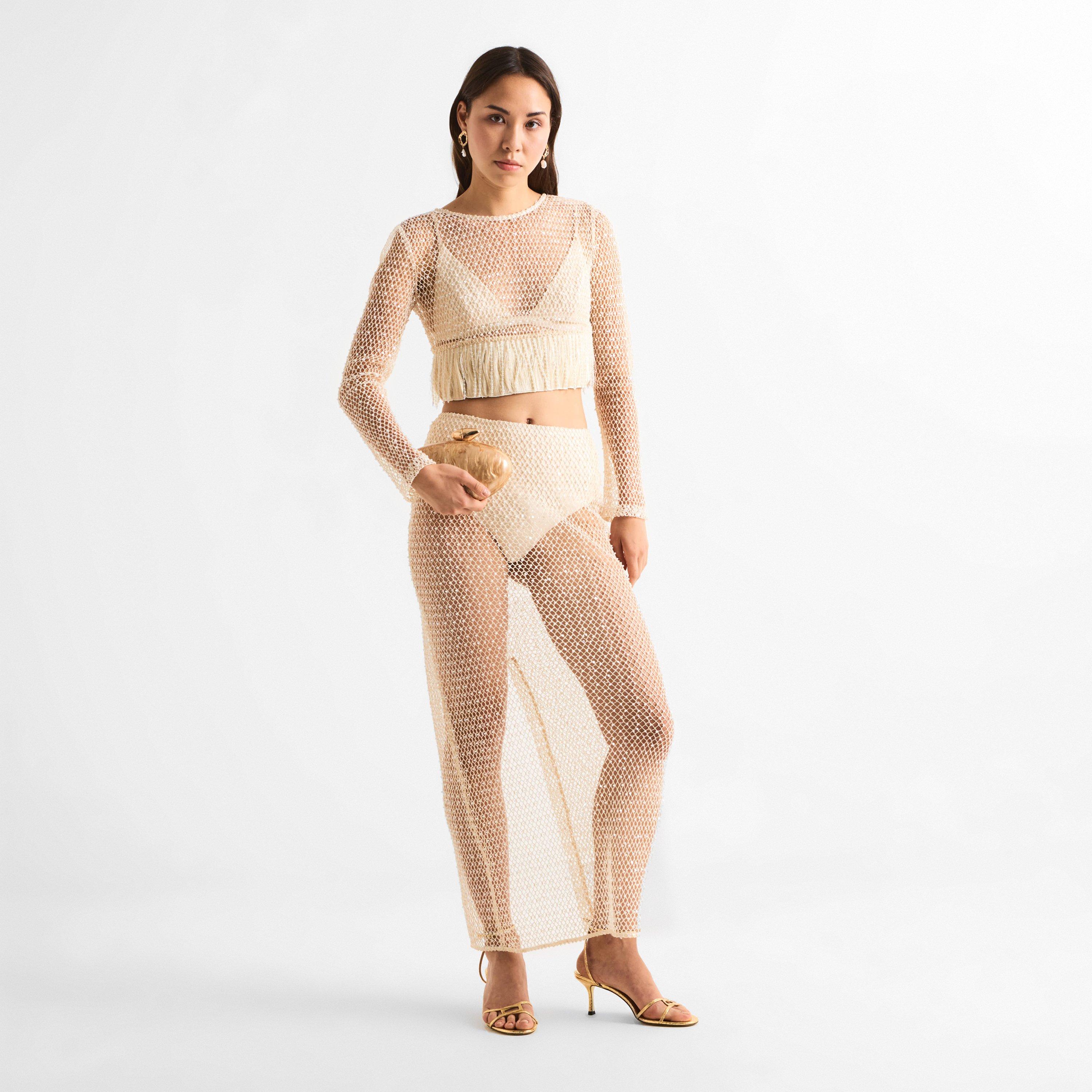 Beige - Patbo - Women's Crochet Bloom Cut Out Top - 6