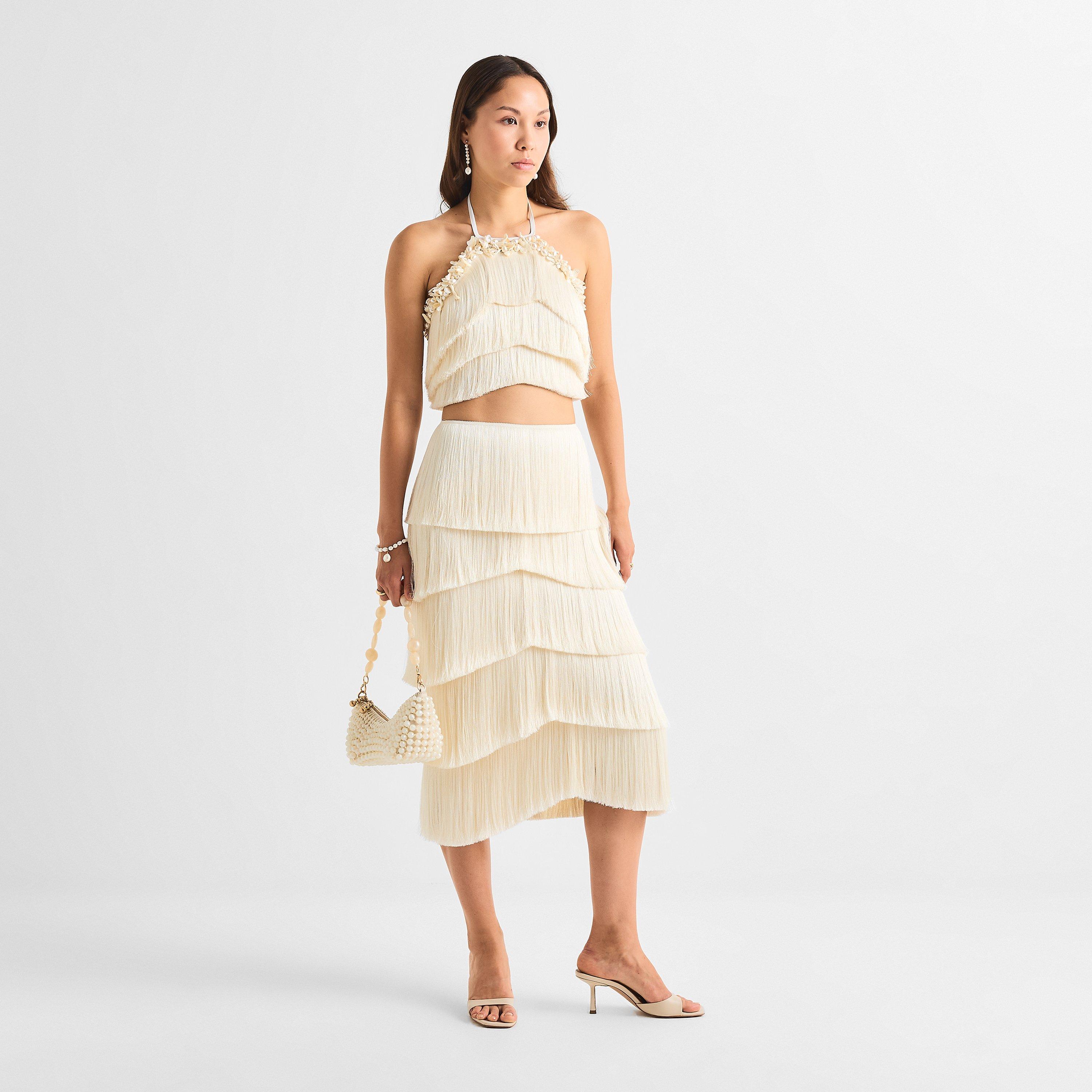 Off White - Patbo - Women's Lila Fringe Midi Skirt - 6