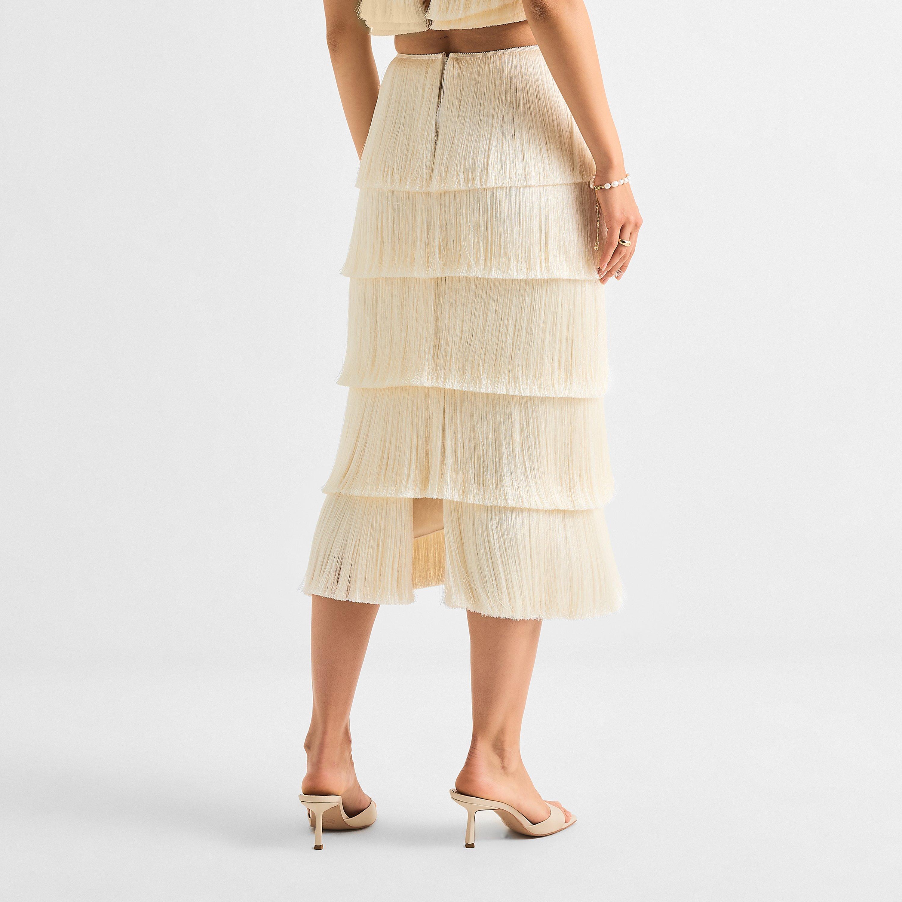 Off White - Patbo - Women's Lila Fringe Dipped Hem Top - 4