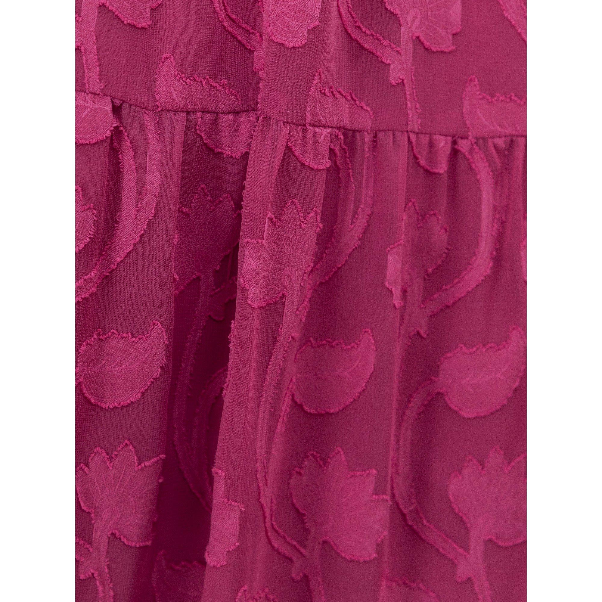 Fuchsia - Lovedrobe - Lovedrobe Fuchsia Floral Burnout Tiered Maxi Skirt - 5