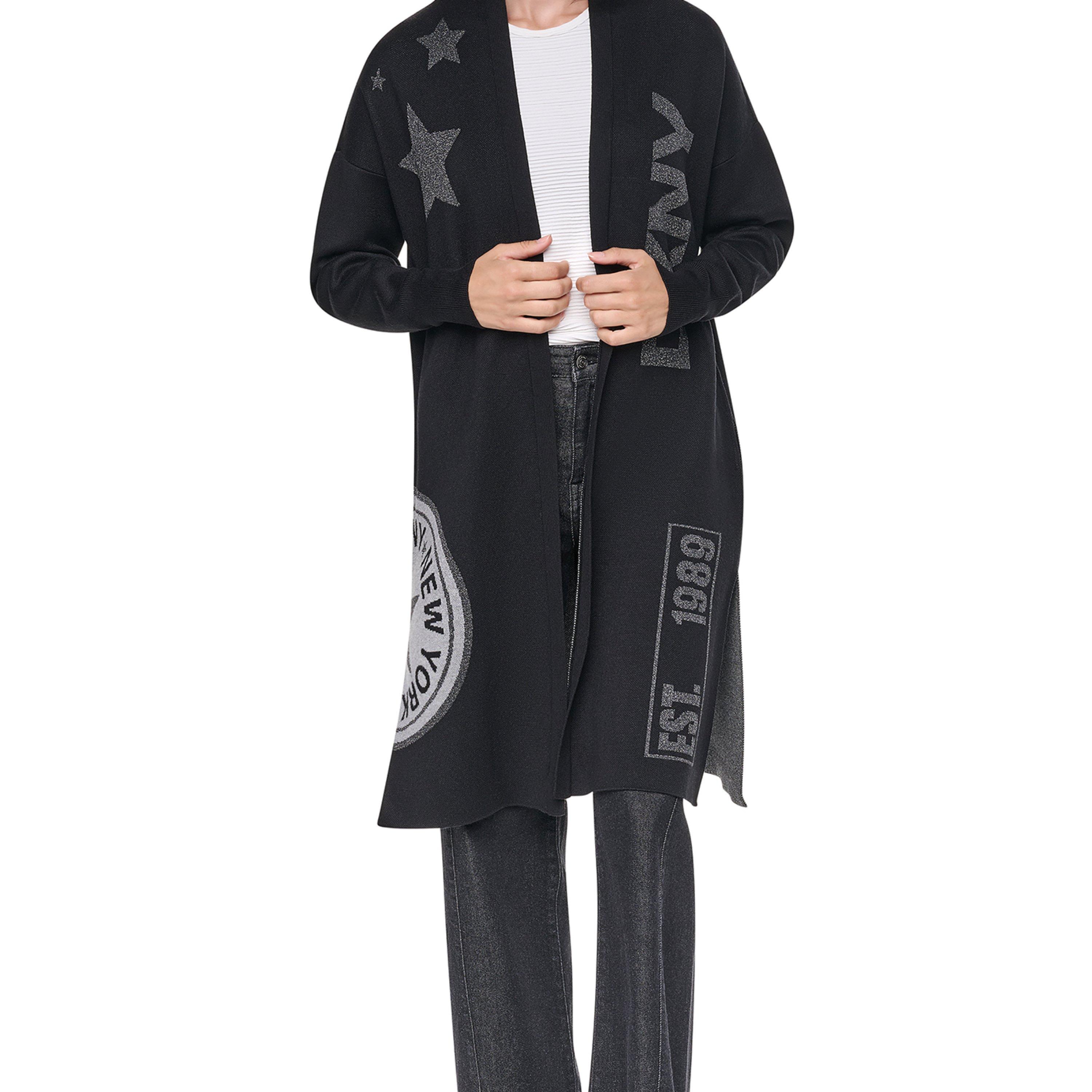 Preto - DKNY - DKNY Patch Cardi Ld64 - 4