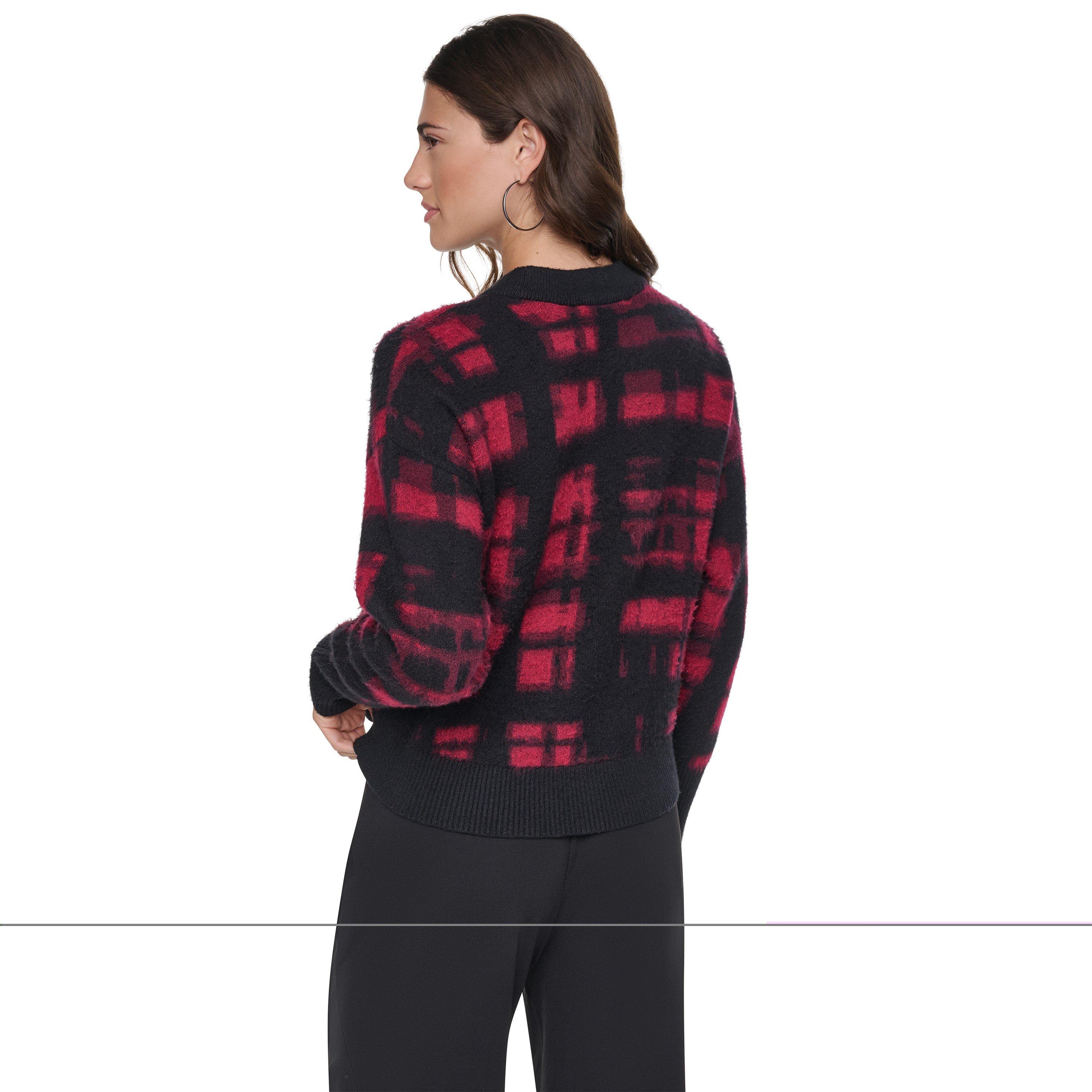 Cranberry/Black - DKNY - DKNY Prnt CN Knit Ld64 - 2