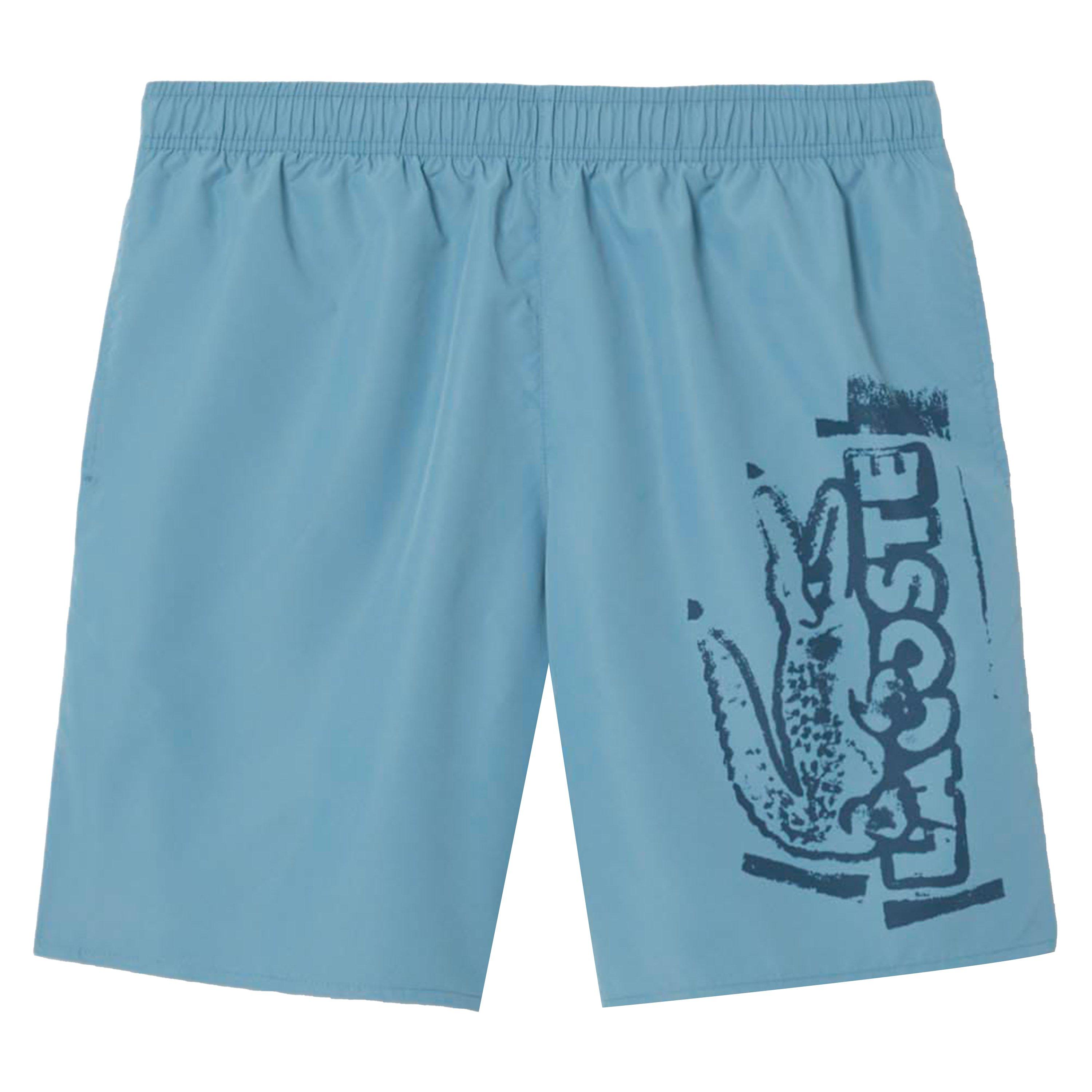 Blue - Lacoste - Long Branded Swim Trunks - 1