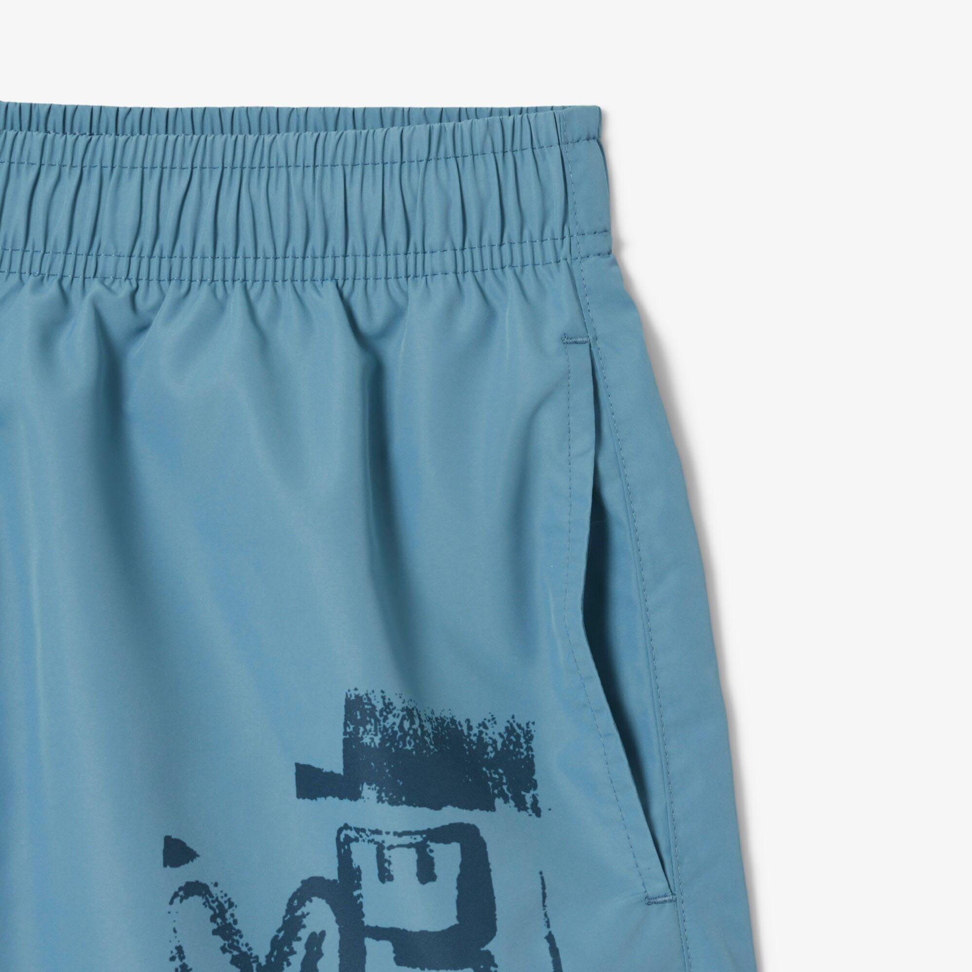 Blue - Lacoste - Long Branded Swim Trunks - 2