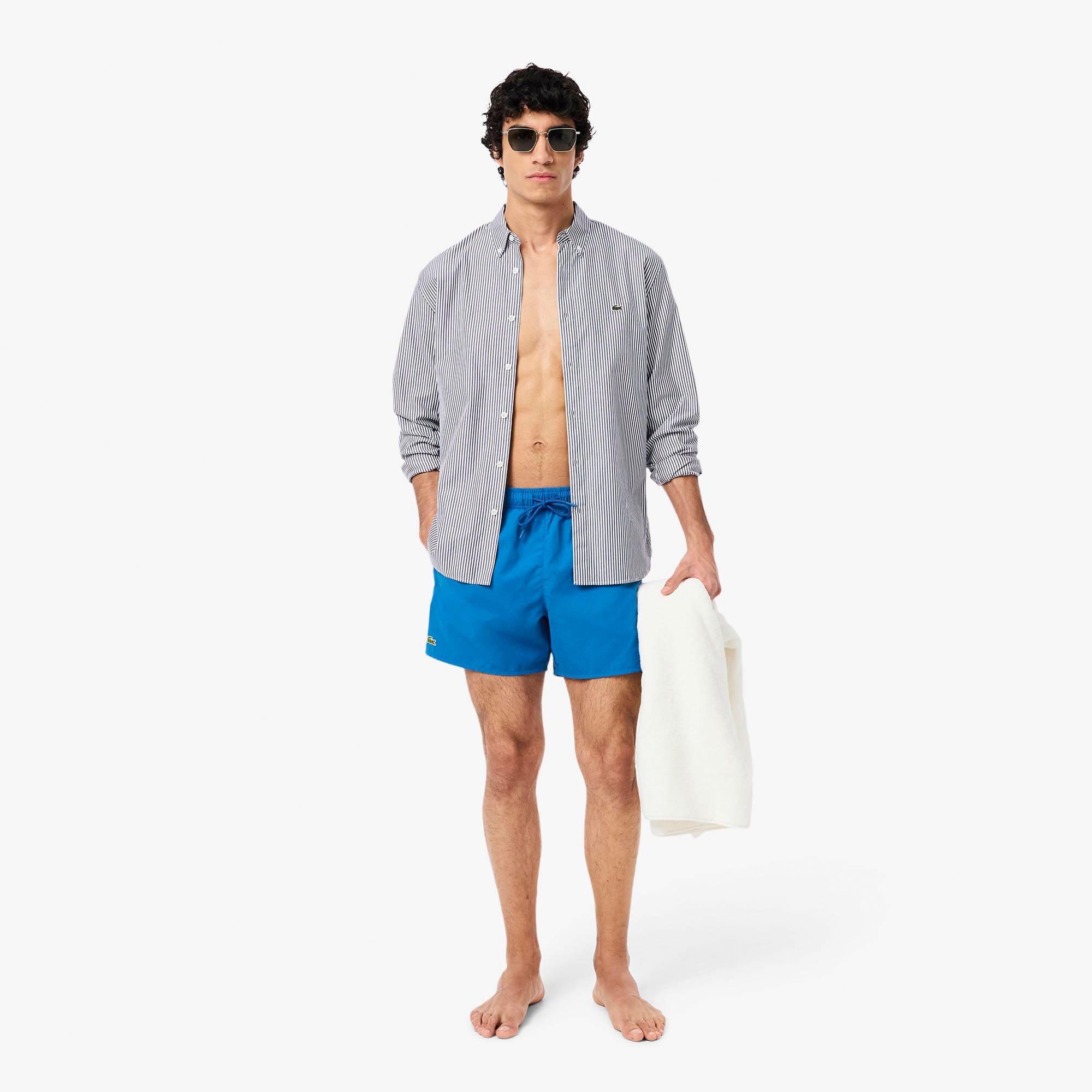 Blue - Lacoste - Quick-Dry Swim Trunks - 4