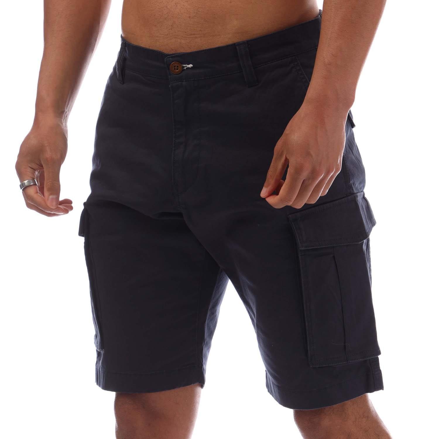 Navy - Gant - Relaxed Fit Twill Cargo Shorts - 5