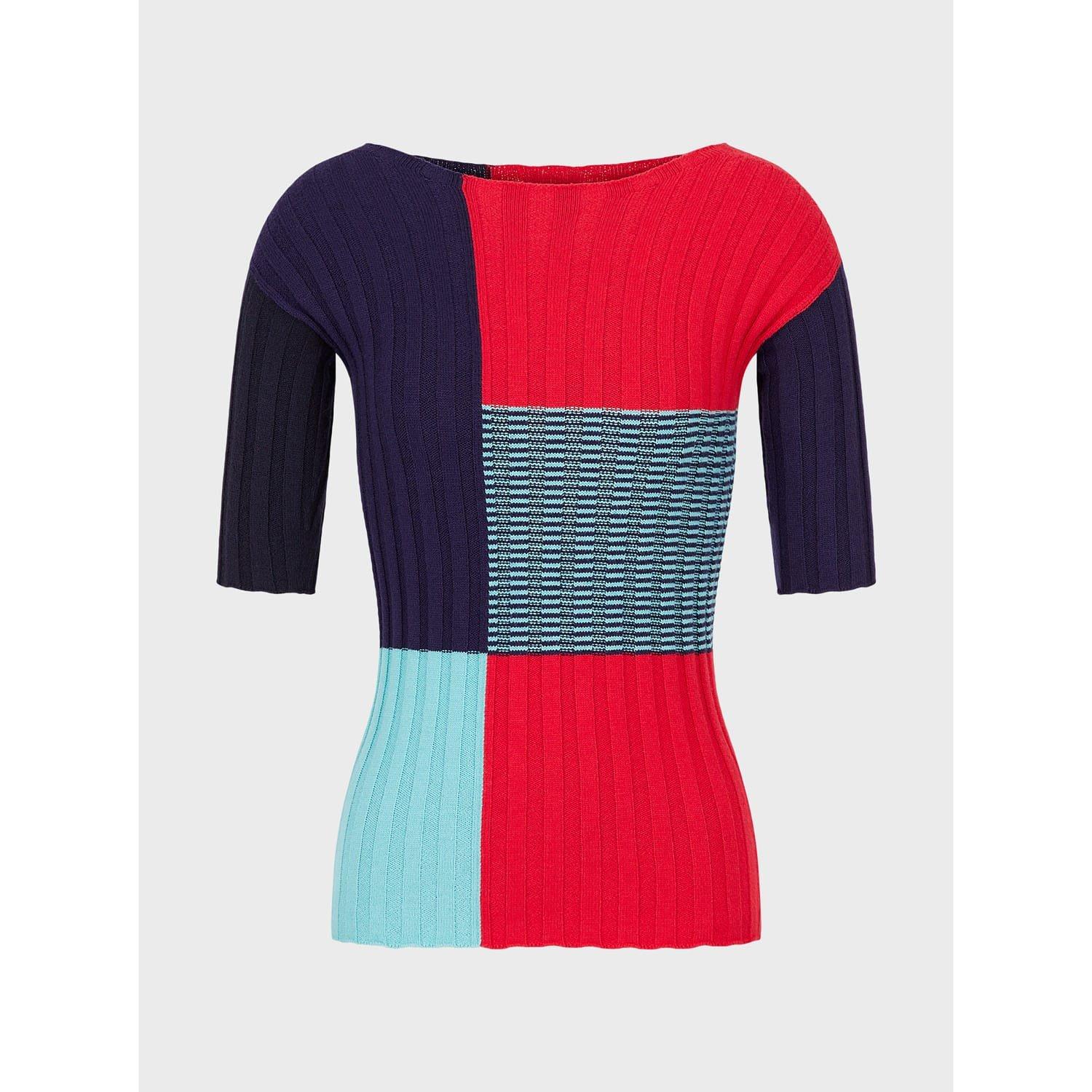 Red - Emporio Armani - Geometric Sweater in Ribbed Knit