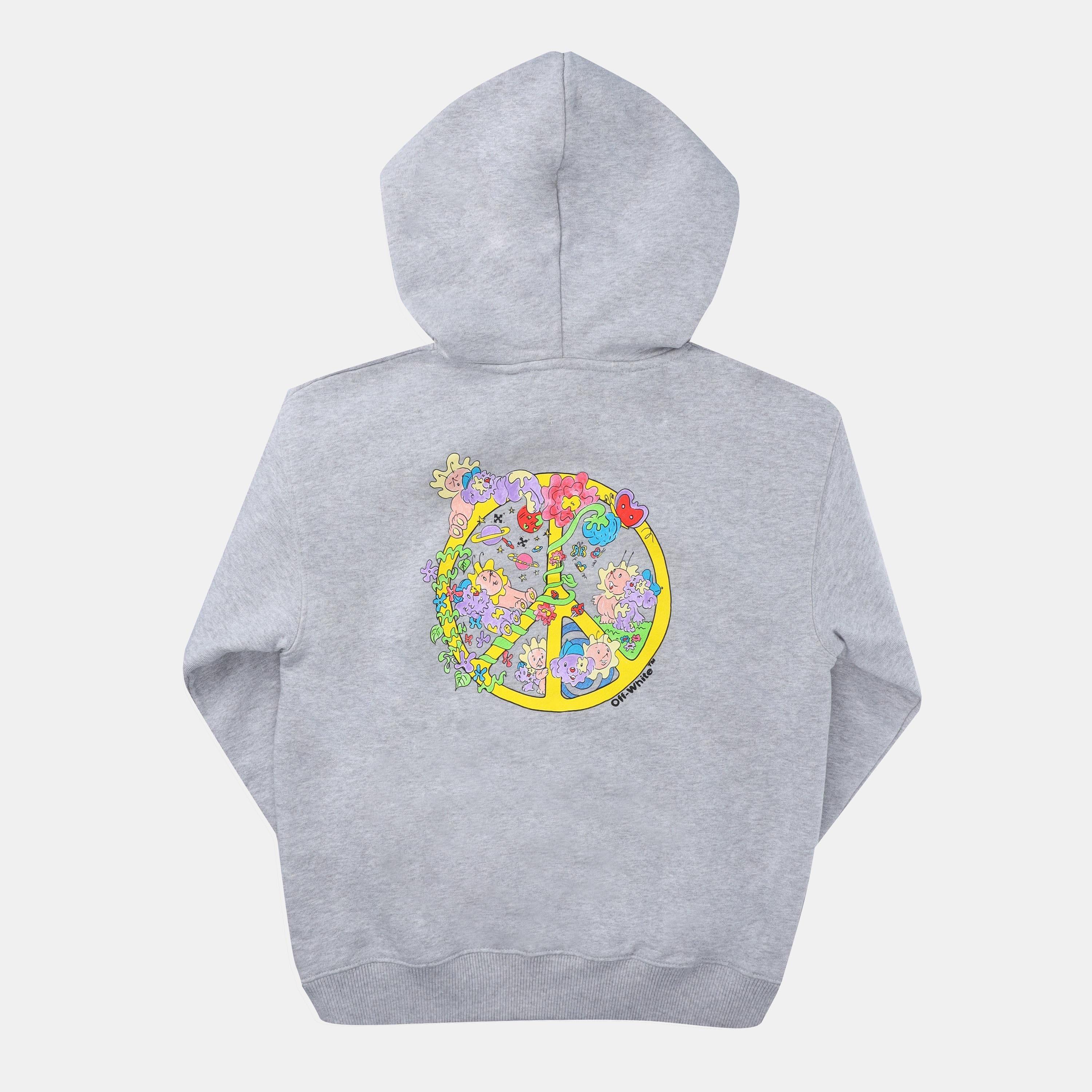 Grey - Off White - Off Peace Hoodie - 2