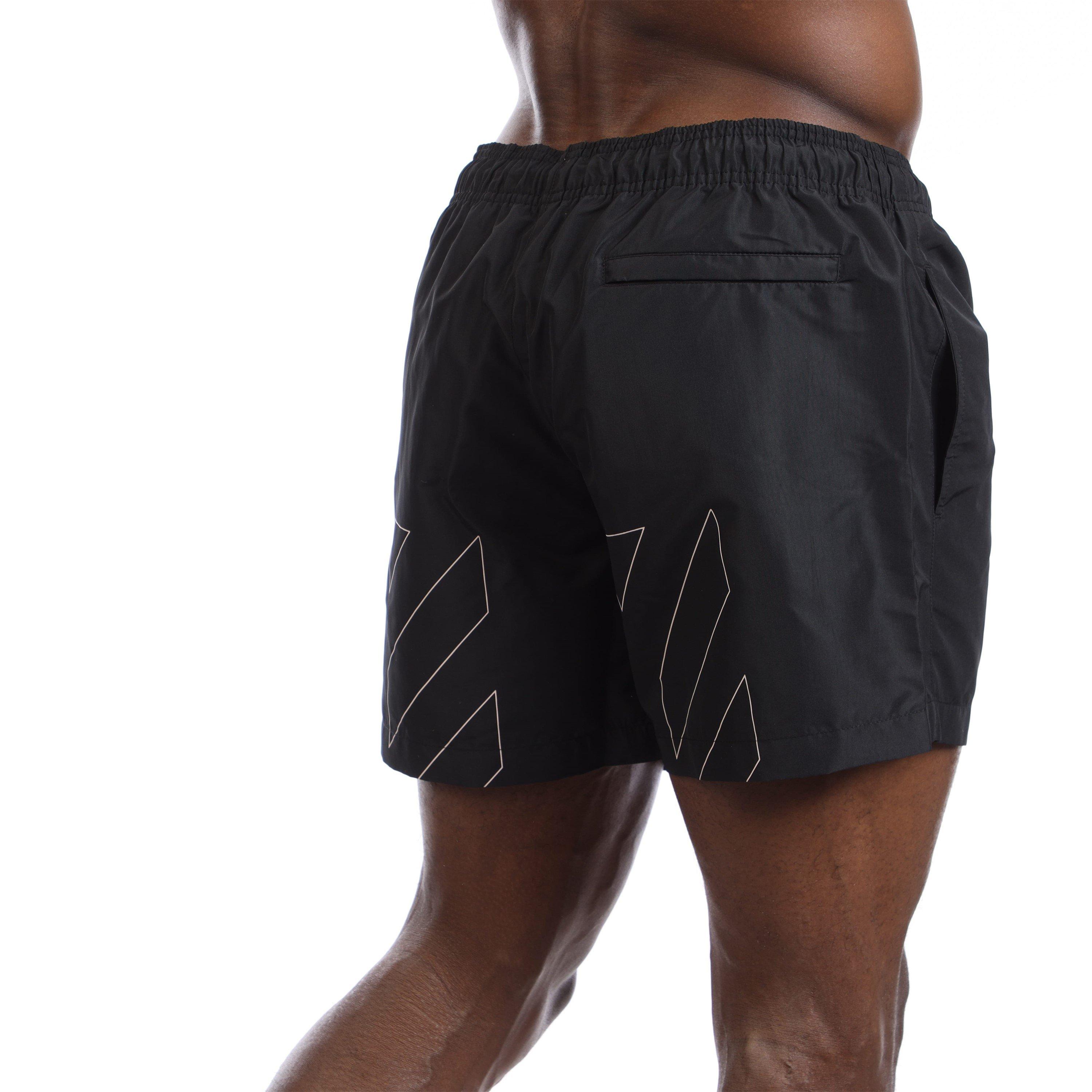 Black-White - Off White - Diagonal Outline Swim Shorts - 2