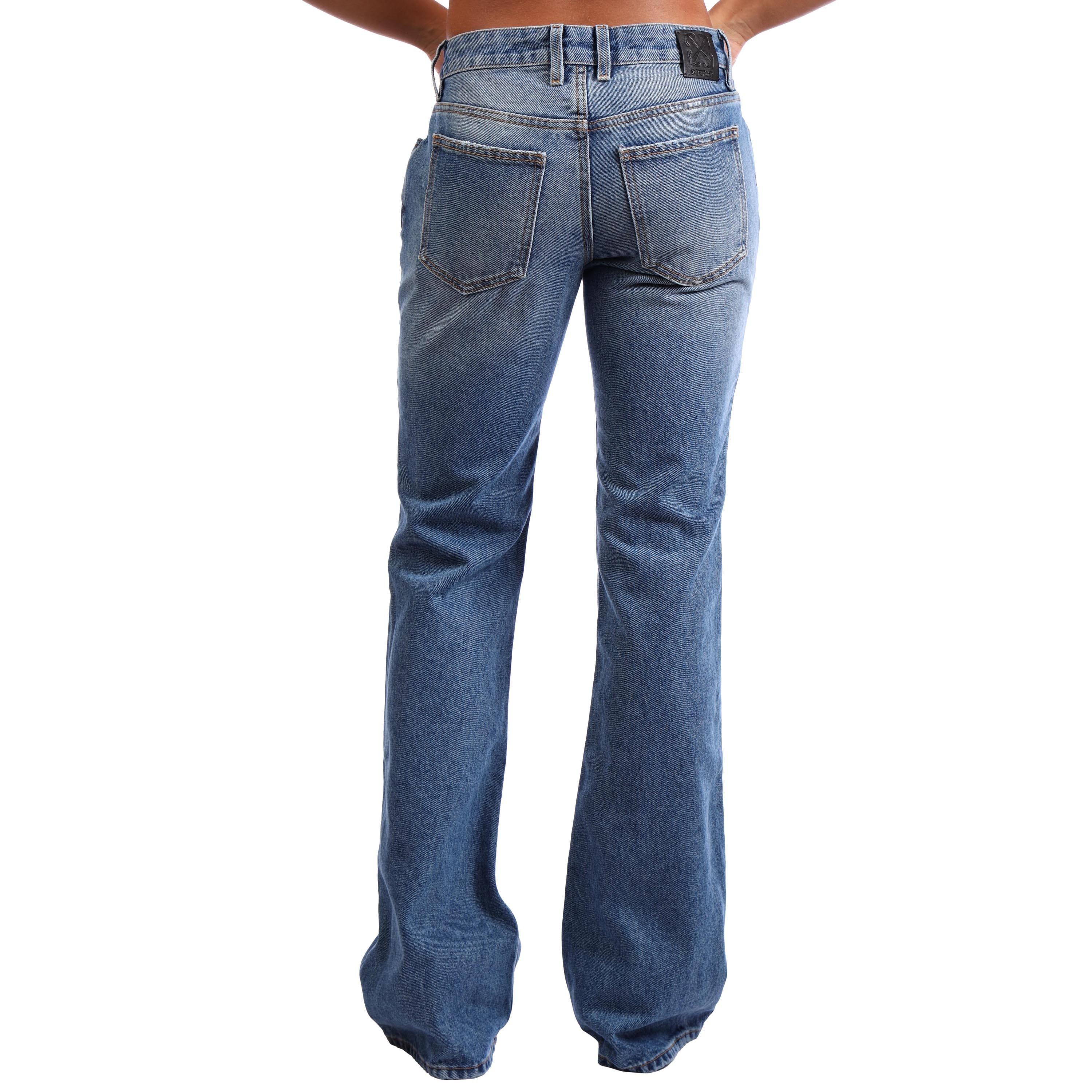 Blue - Off White - Slim-Fit Flared Jeans - 2