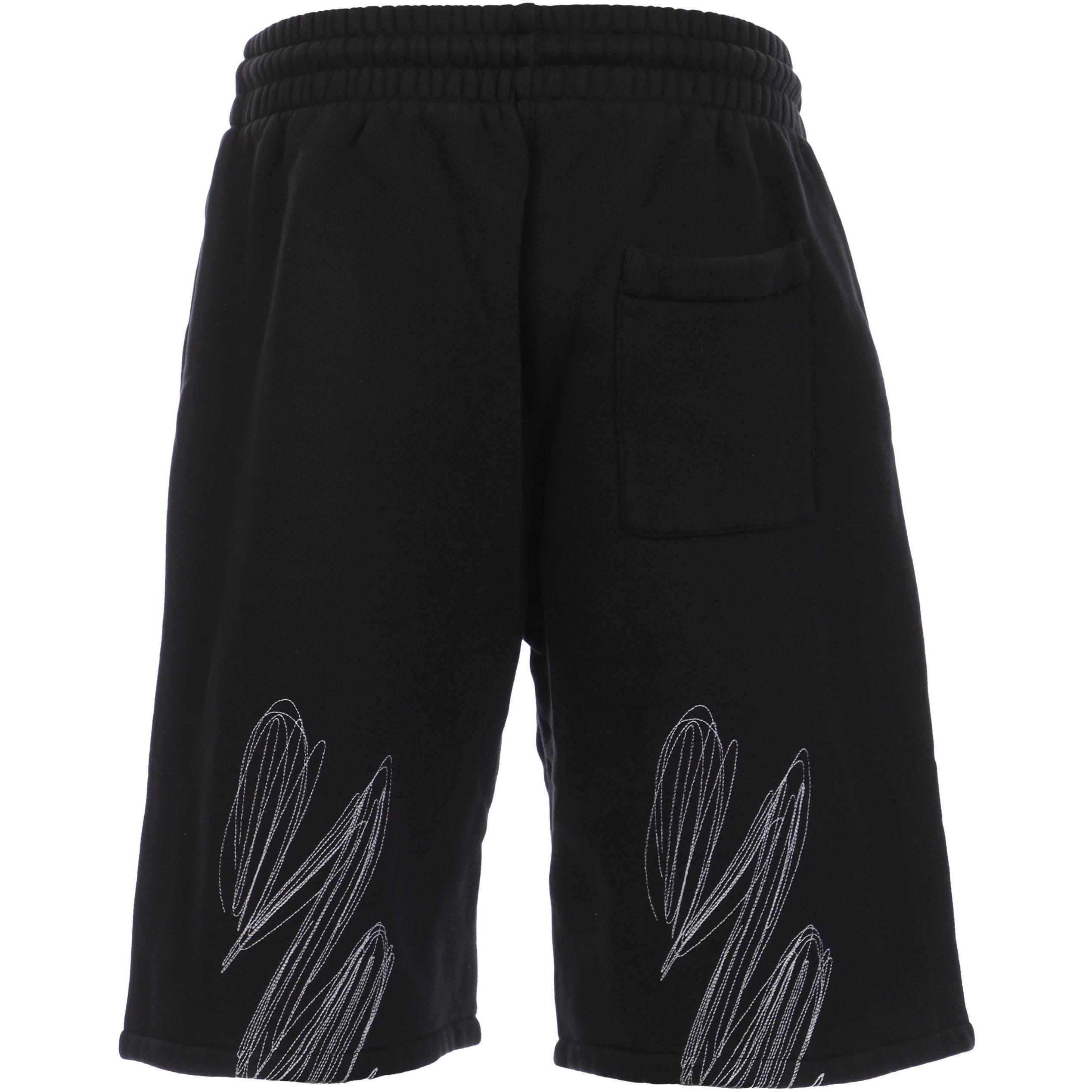 Black-White - Off White - Scribble Diagonals Sweat Shorts - 2