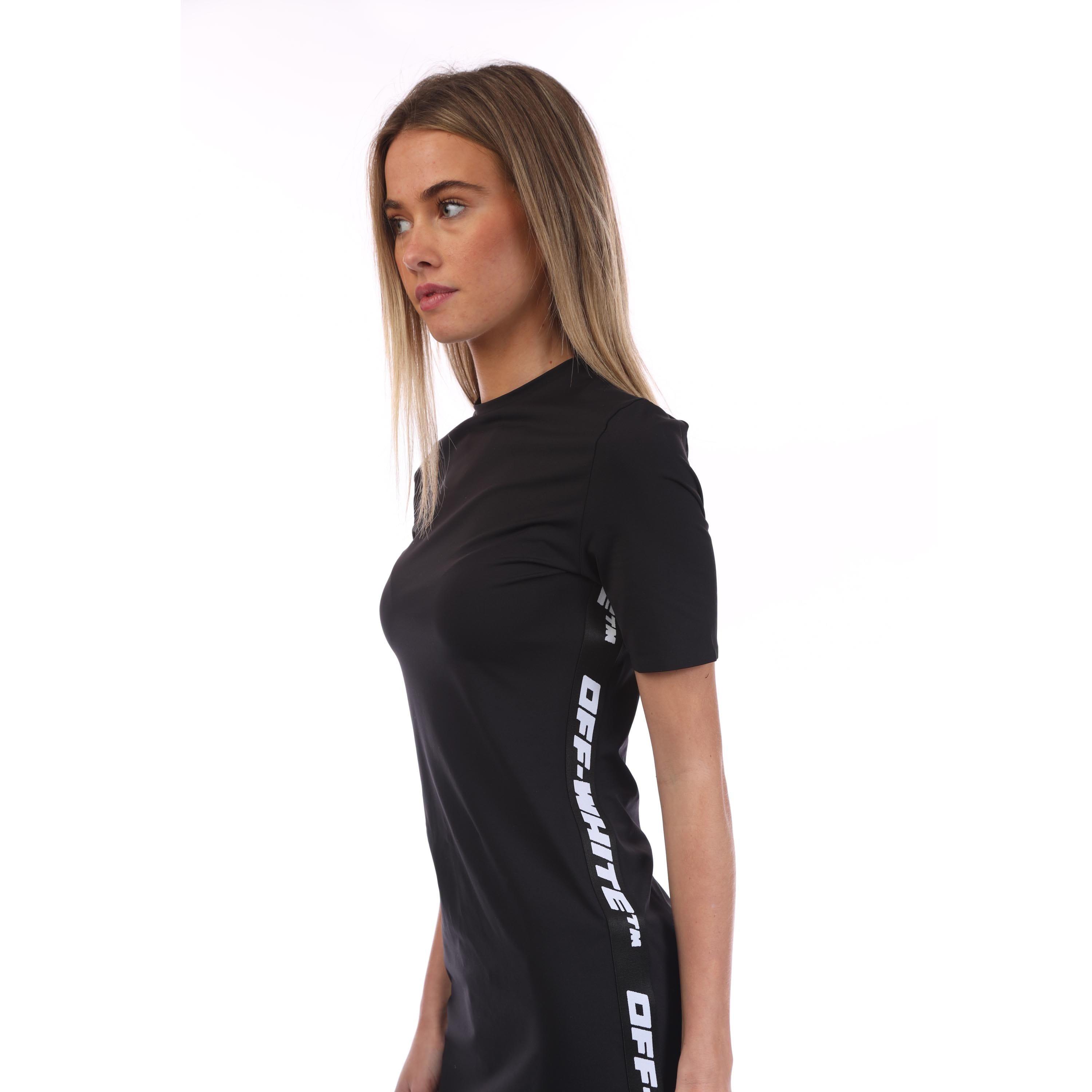 Black - Off White - Athletic Logo Band Dress - 5