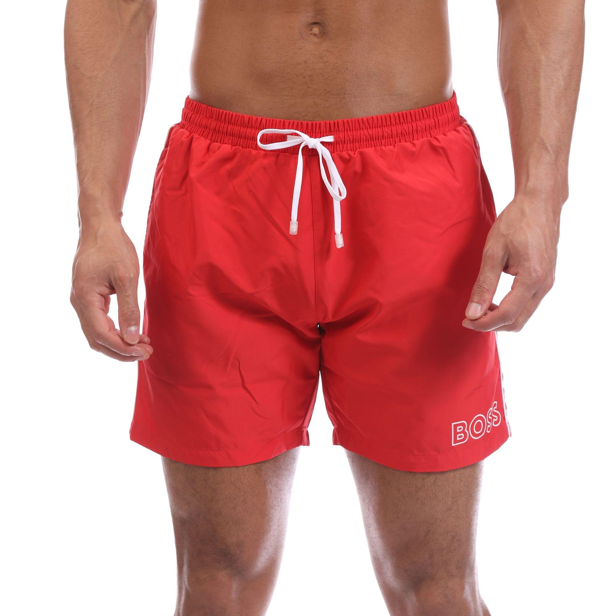 Red - Boss - Starfish BM Logo Swim Shorts - 1
