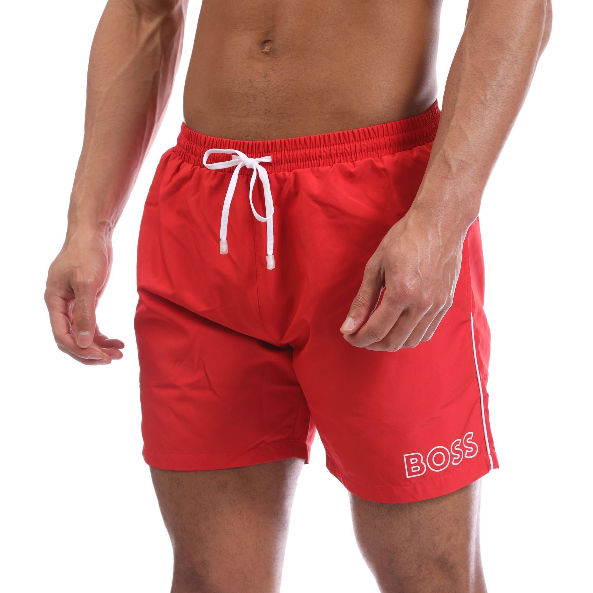 Red - Boss - Starfish BM Logo Swim Shorts - 2
