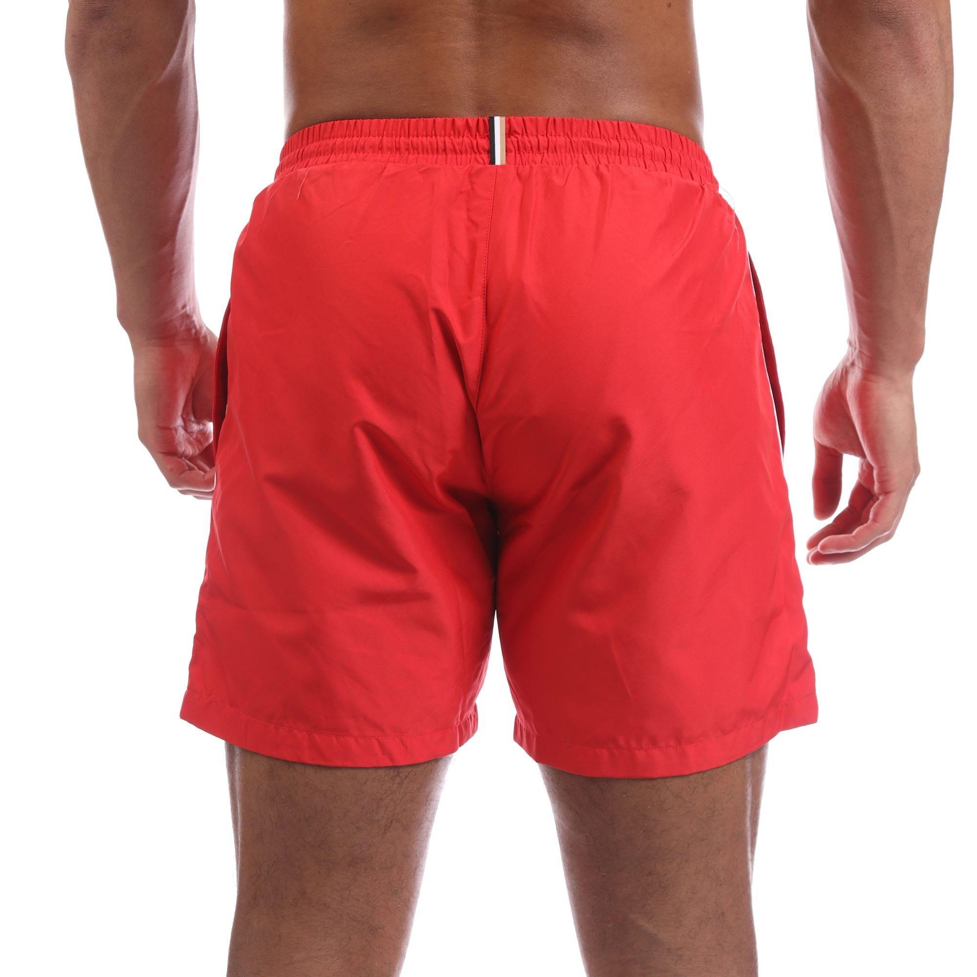 Red - Boss - Starfish BM Logo Swim Shorts - 3
