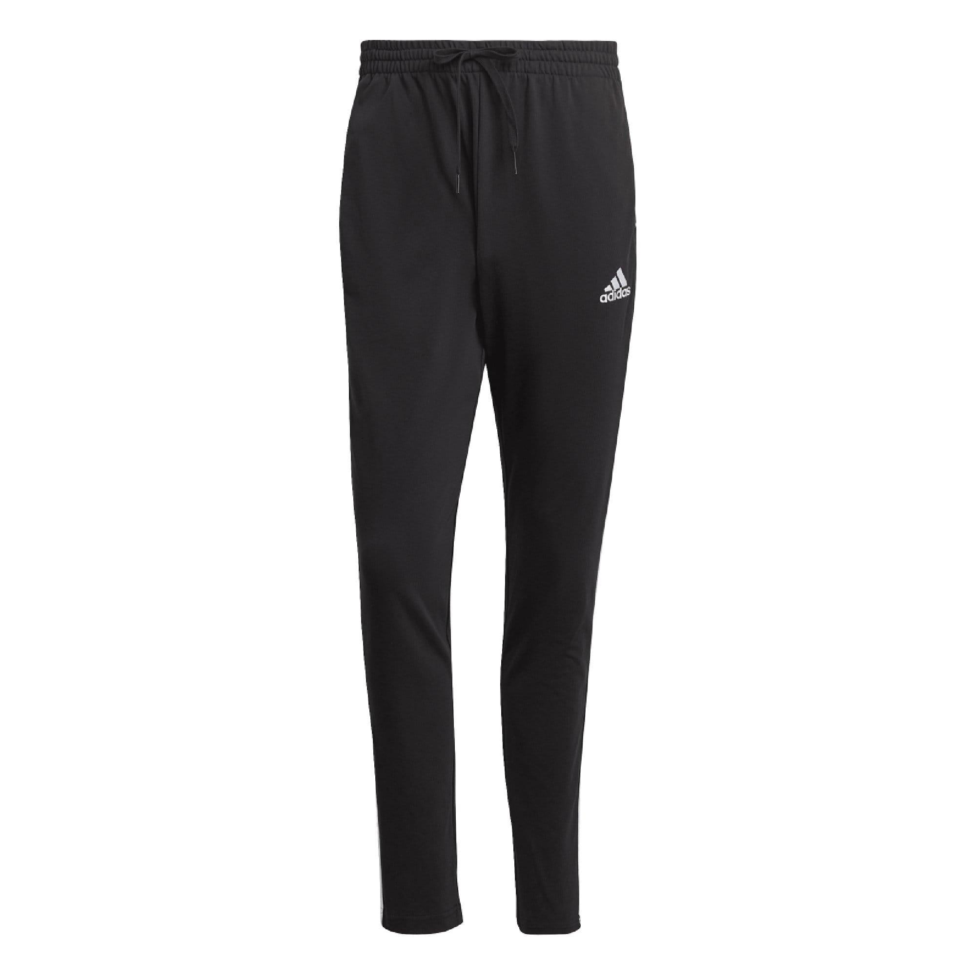Black - adidas - Essentials Single Jersey Tapered 3 Stripes Joggers - 4