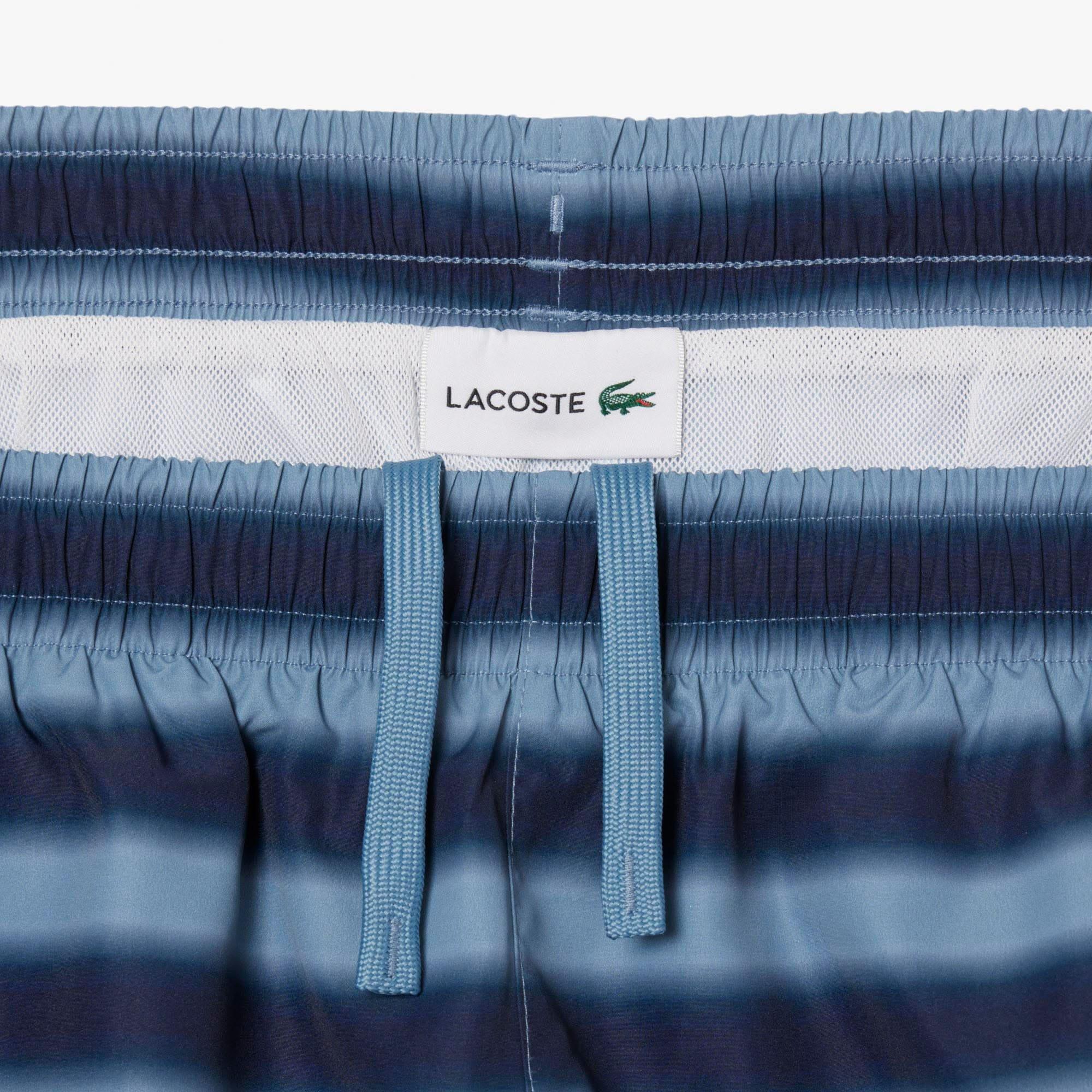 Blue - Lacoste - Striped Swim Trunks - 4