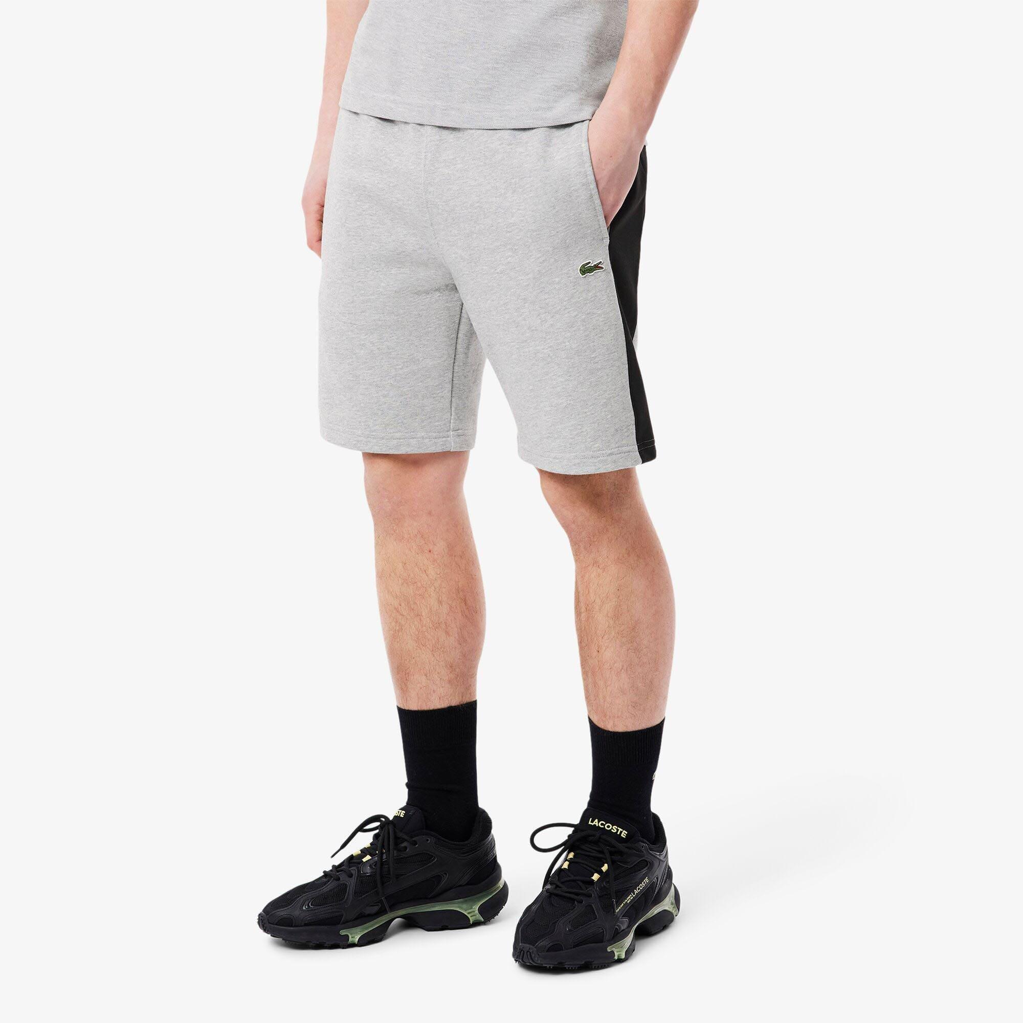 Grey - Lacoste - Cotton Fleece Colour Block Shorts - 2