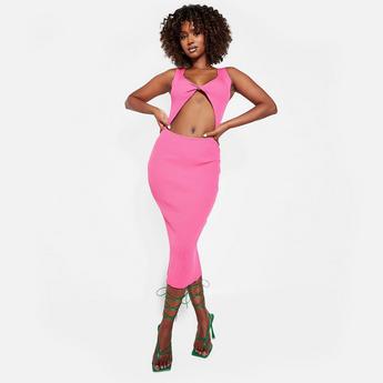 I Saw It First ISAWITFIRST Twist Front Cut Out Midi Dress