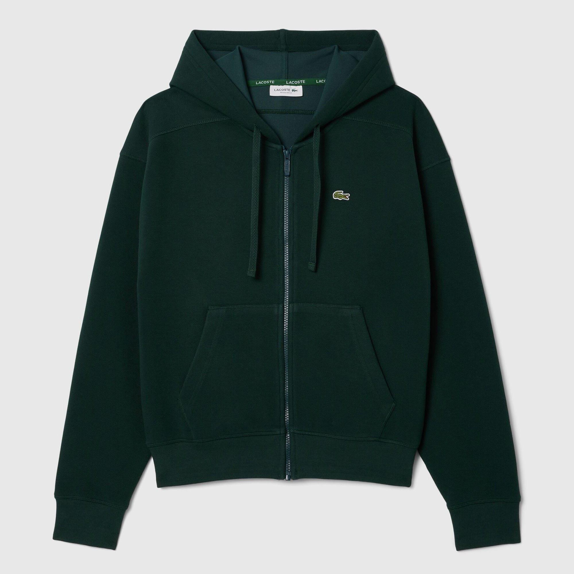 Green - Lacoste - Zip-Up Pique Hoodie - 1