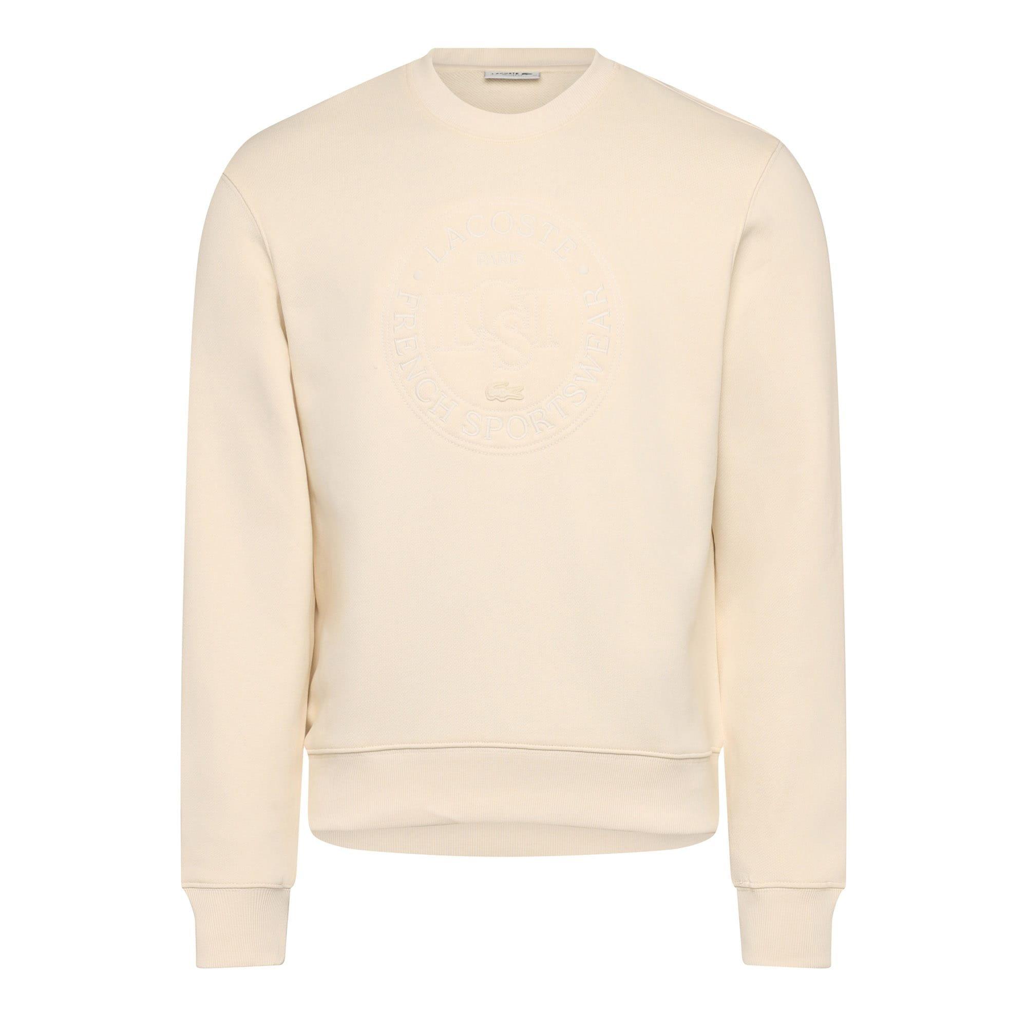 Cream - Lacoste - Embroidered Crewneck Sweatshirt - 1