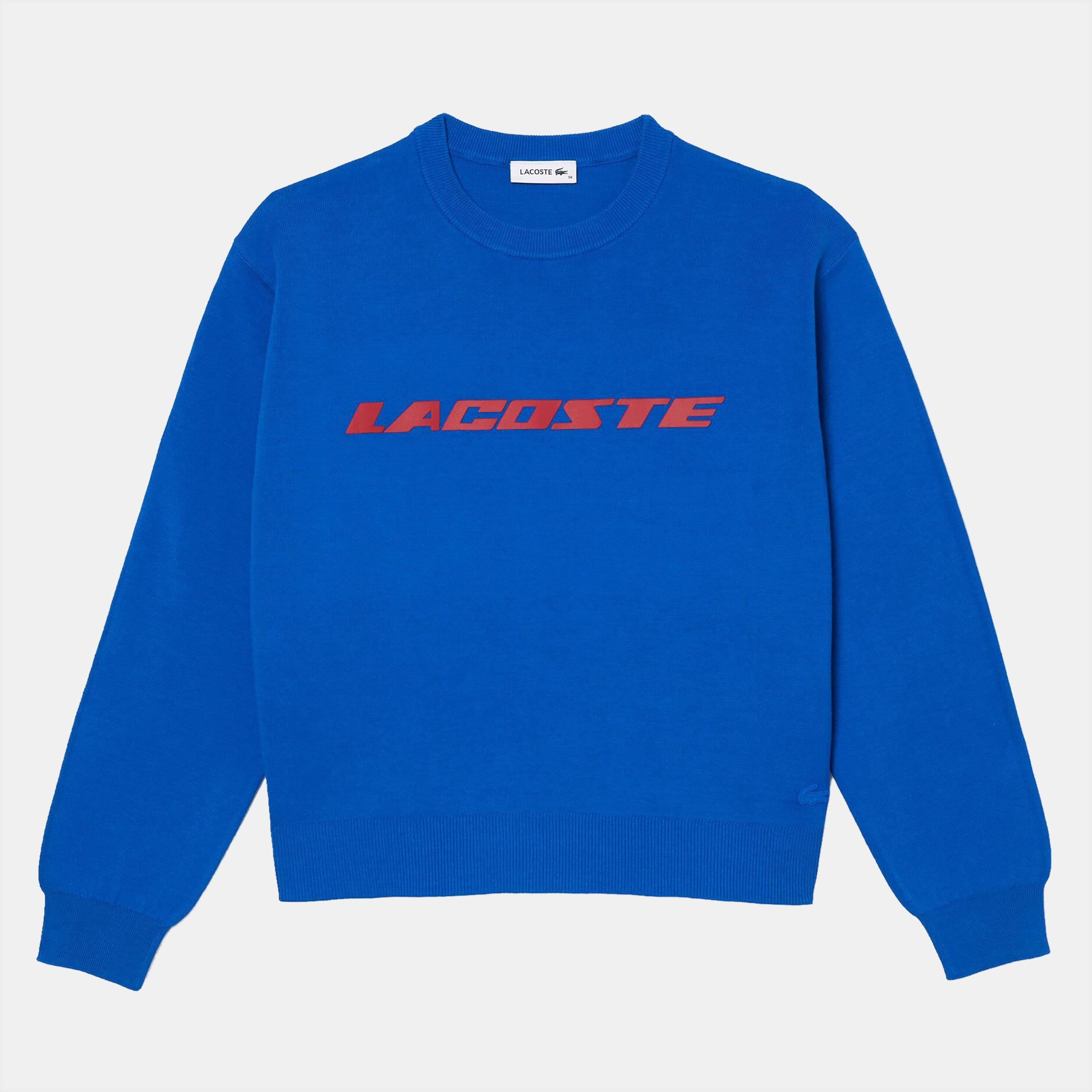 Blue - Lacoste - Contrast Branded Crewneck Sweatshirt