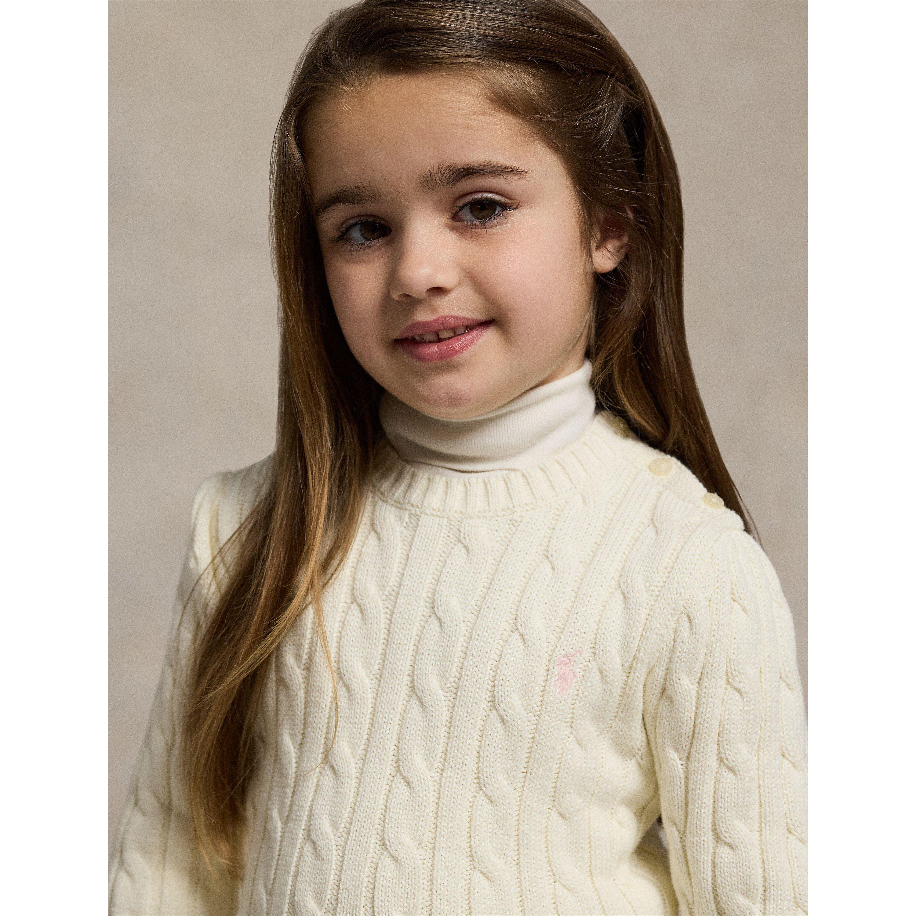 White/Pink - Polo Ralph Lauren - Kids' Cable Knit Jumper - 4