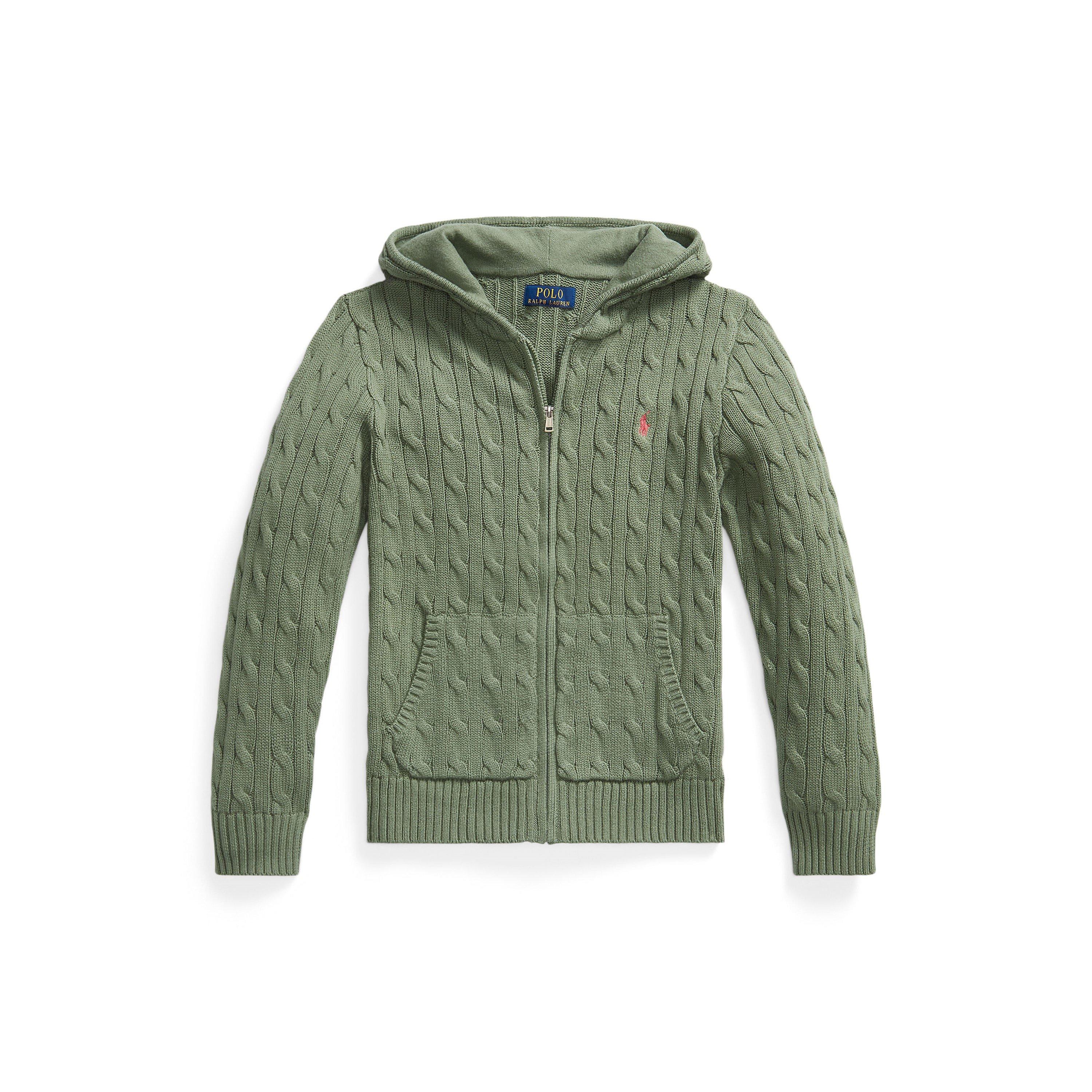 Polo Ralph Lauren Boys Kids' Zip Knitted Hoodie - Cargo Green - 8-9Y/M